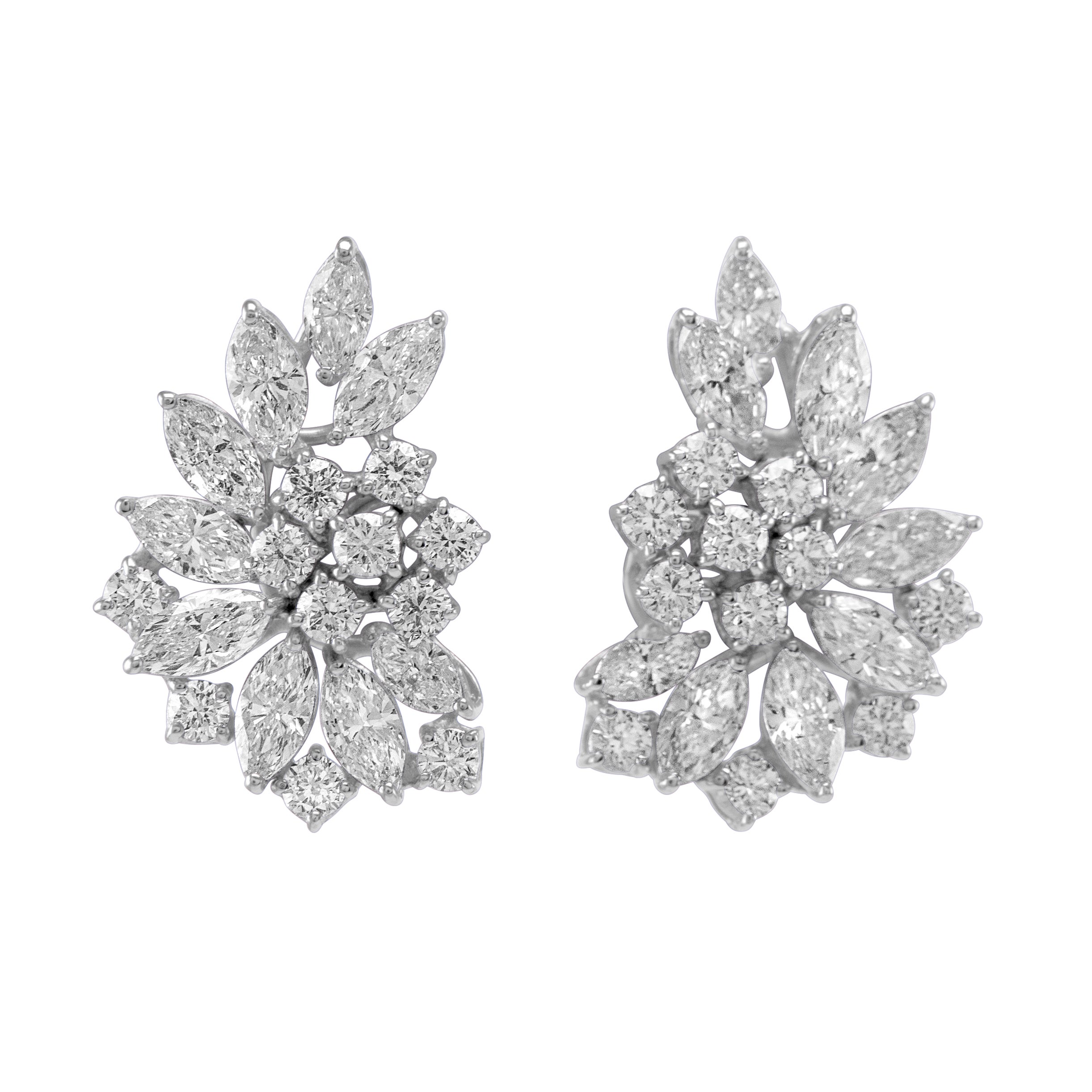 Alexander Beverly Hills 5.06ct Diamond Cluster Earrings 18k White Gold
