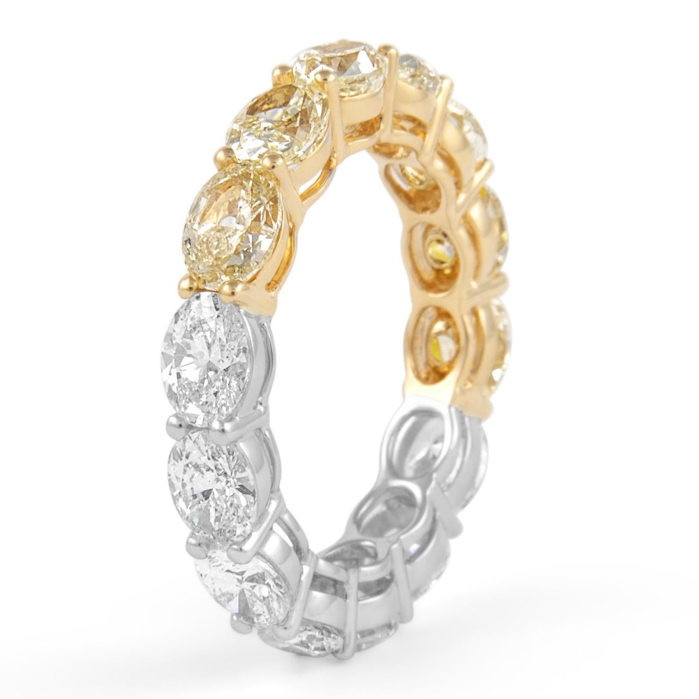 Contemporain Alexander Beverly Hills 5.11ct Oval White & Yellow Diamond Eternity Band 18k 6.2 en vente