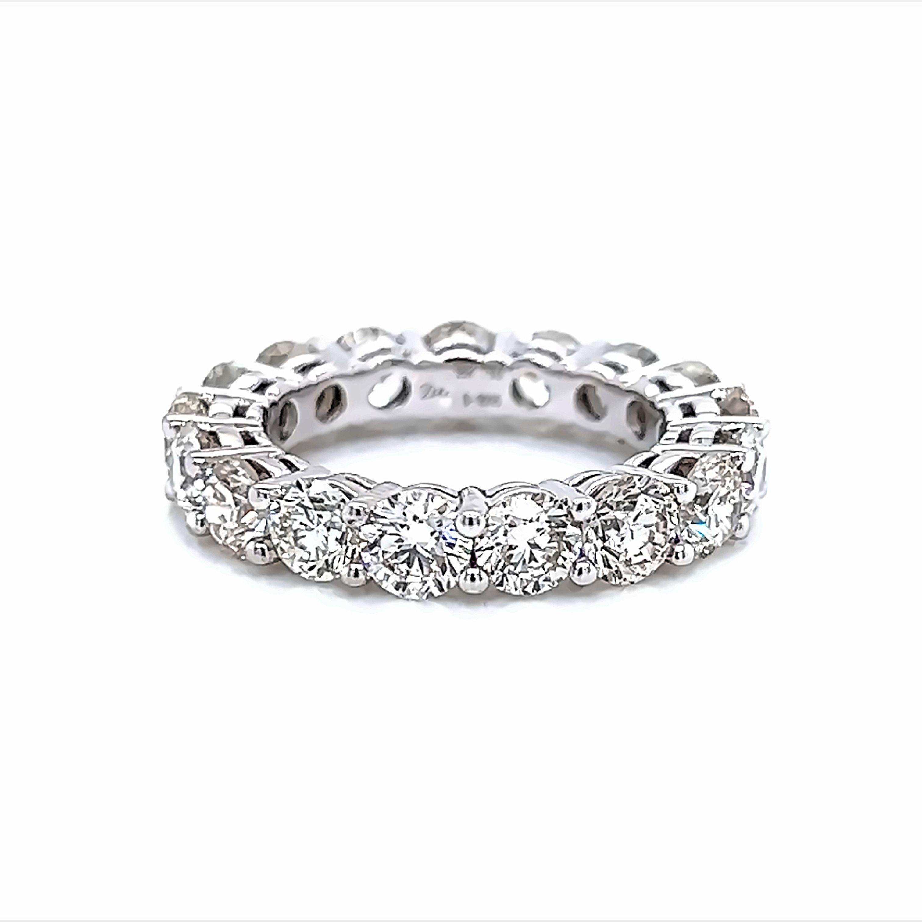 Contemporary Alexander Beverly Hills 5.17ct Round Diamond Eternity Band 18k White Gold s.5.75 For Sale