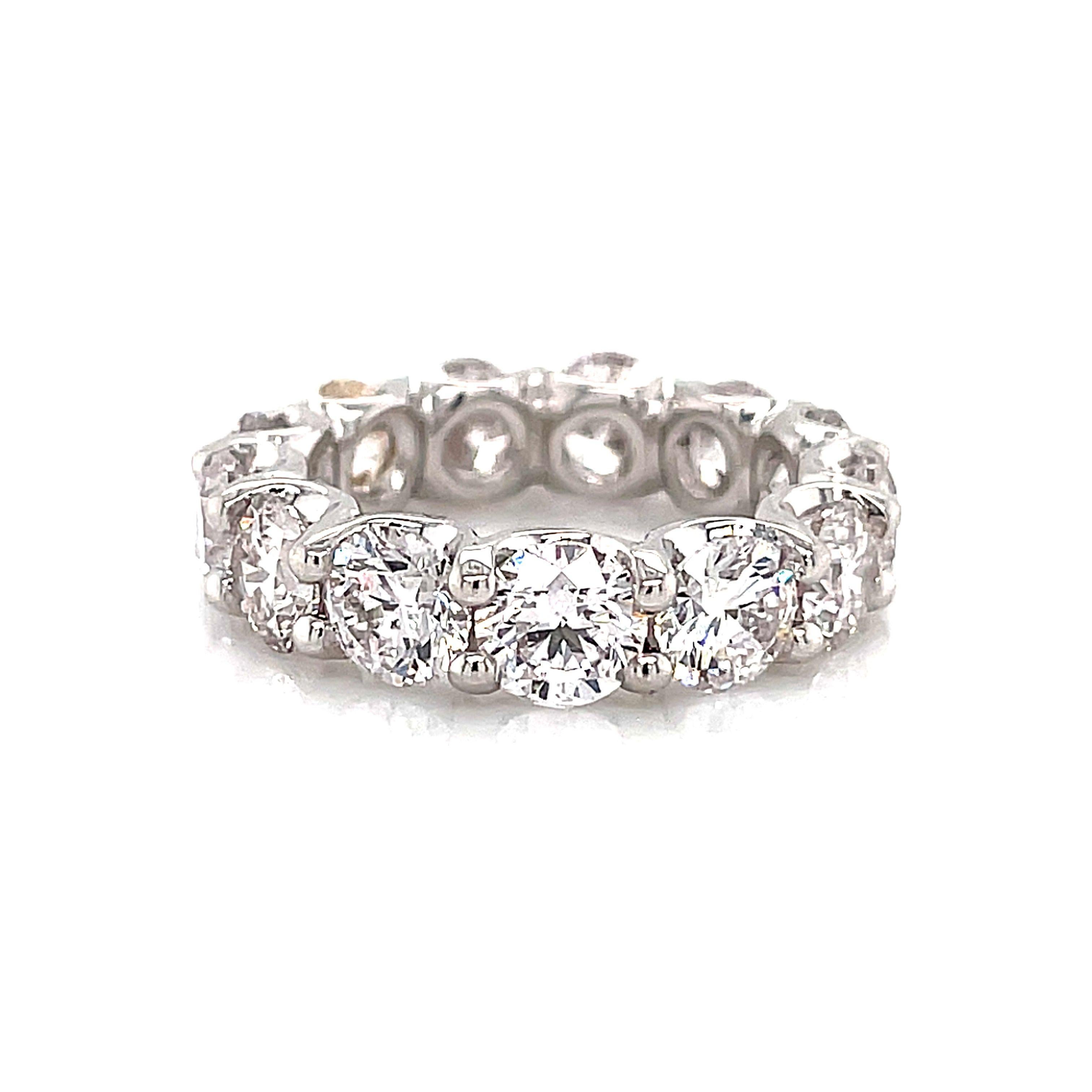Contemporary Alexander Beverly Hills 5.28ct Round Diamond Eternity Band 18k White Gold s.4.5 For Sale