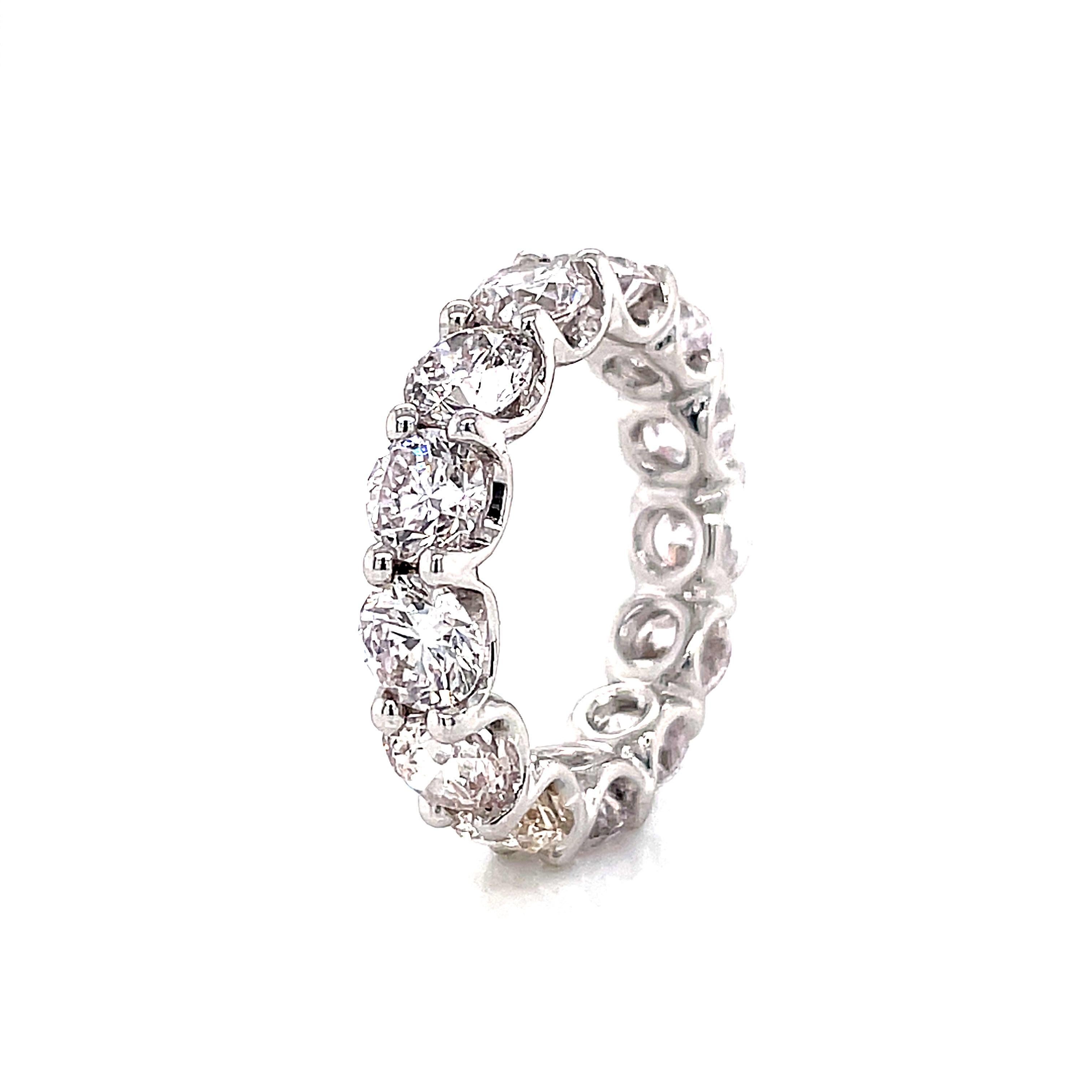 Round Cut Alexander Beverly Hills 5.28ct Round Diamond Eternity Band 18k White Gold s.4.5 For Sale