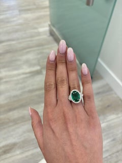 Alexander Beverly Hills GIA 5.30ct Emerald & Diamond 3-Stone Ring 18k White Gold
