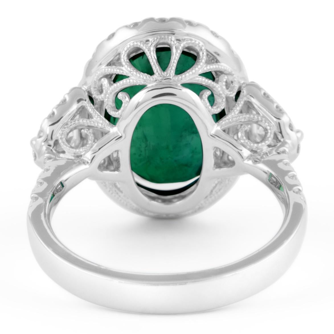 Women's Alexander Beverly Hills GIA 5.30ct Emerald & Diamond 3-Stone Ring 18k White Gold For Sale