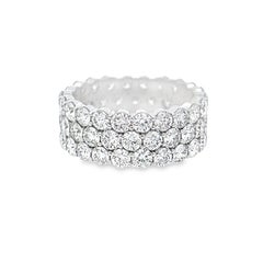 Alexander Beverly Hills 5.32ct Round Three-Row Diamond Eternity Ring 18k S-6.5