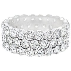 Alexander Beverly Hills 5.32ct Round Three-Row Diamond Eternity Ring 18k S-6.5