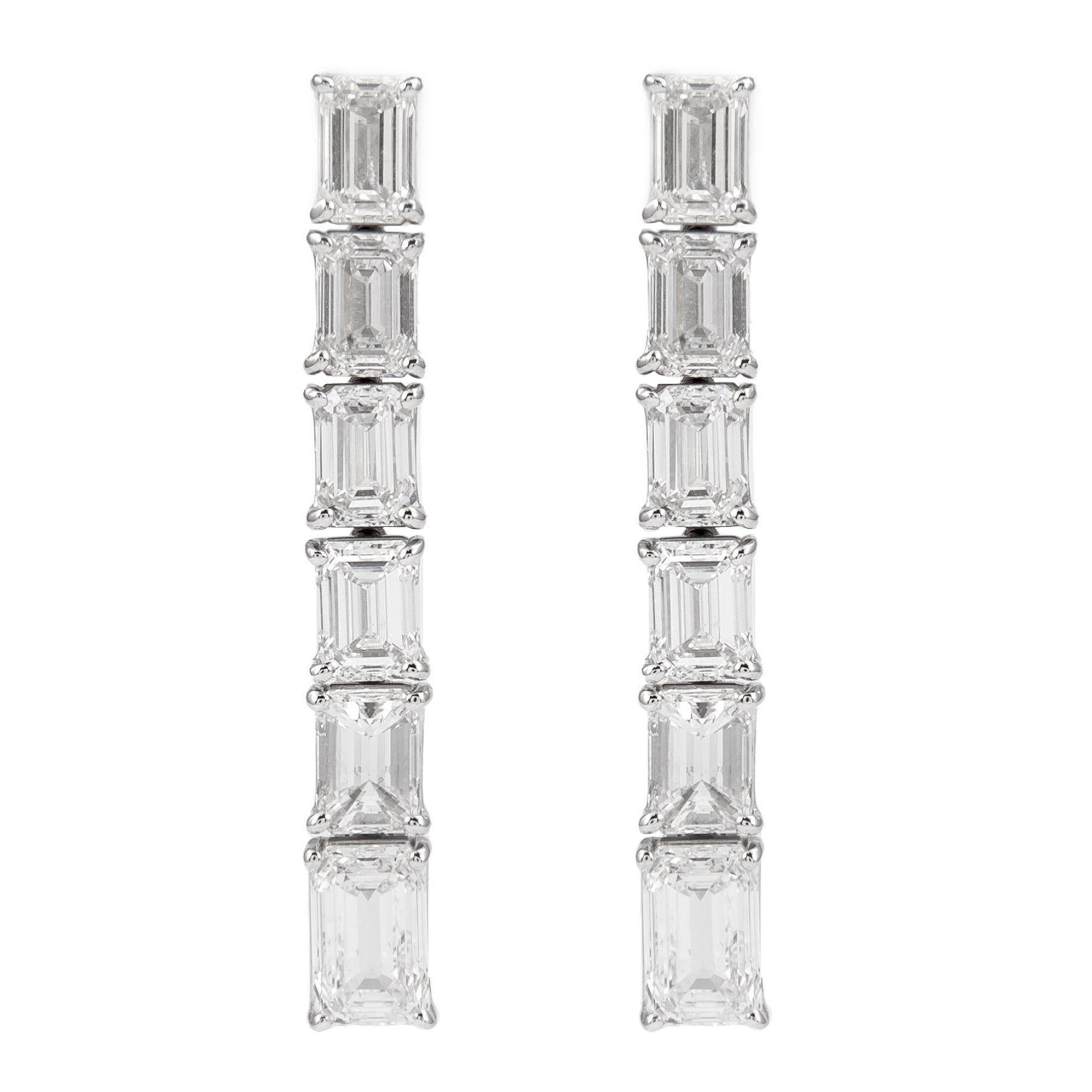 Alexander Beverly Hills 5.33ct Emerald Cut Diamond Drop Earrings 18k White Gold