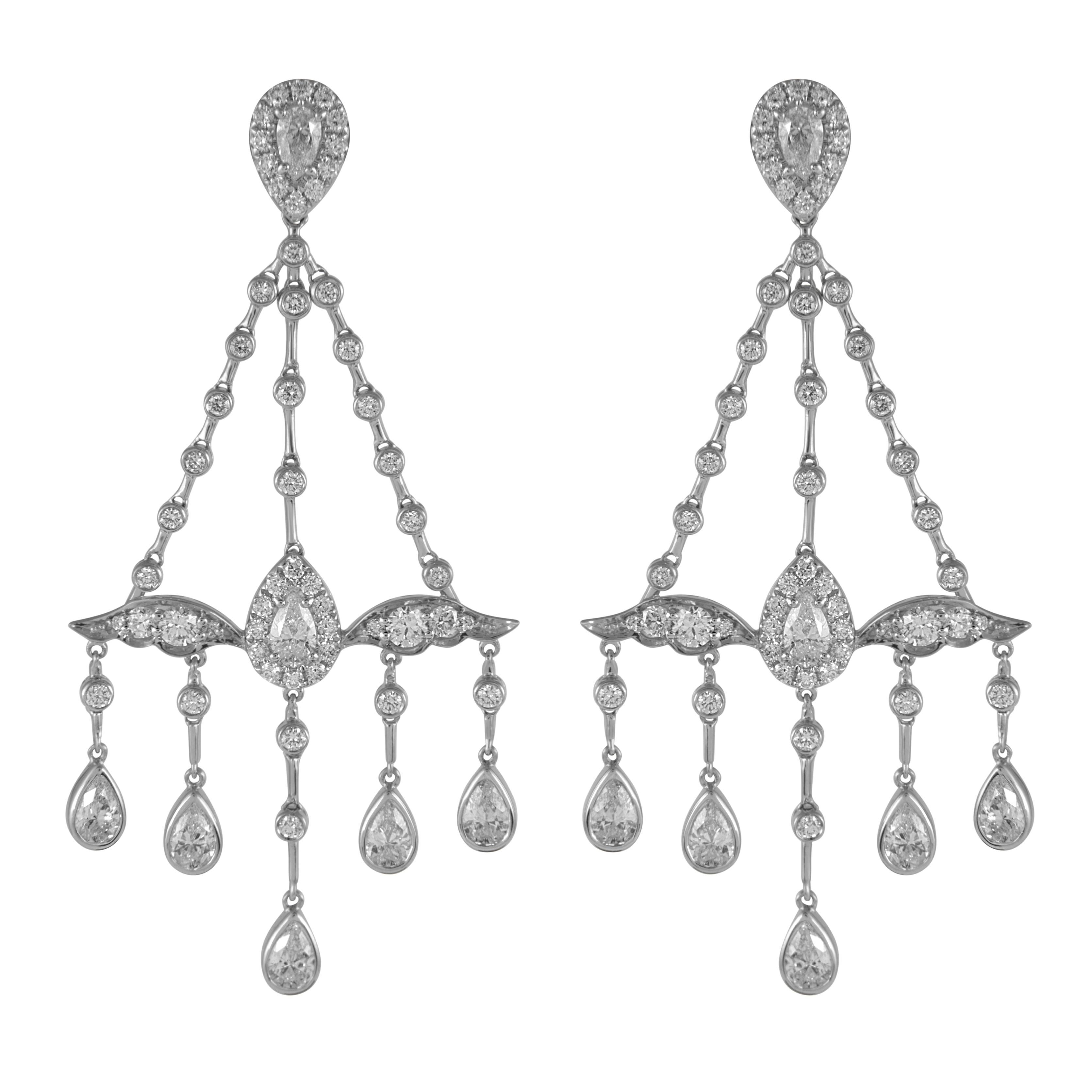 Alexander Beverly Hills 5.37ct  Diamond Chandelier Earrings 18k White Gold