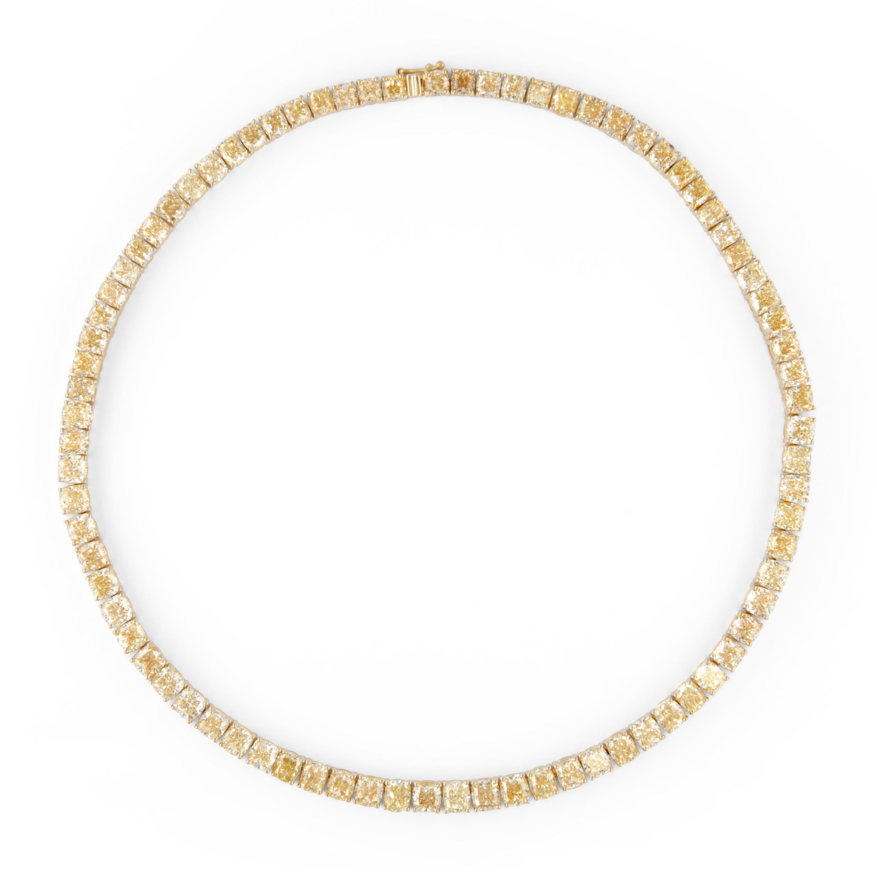 Contemporain Alexander Beverly Hills Collier de tennis en or jaune 18k et diamant jaune 53,99ct en vente