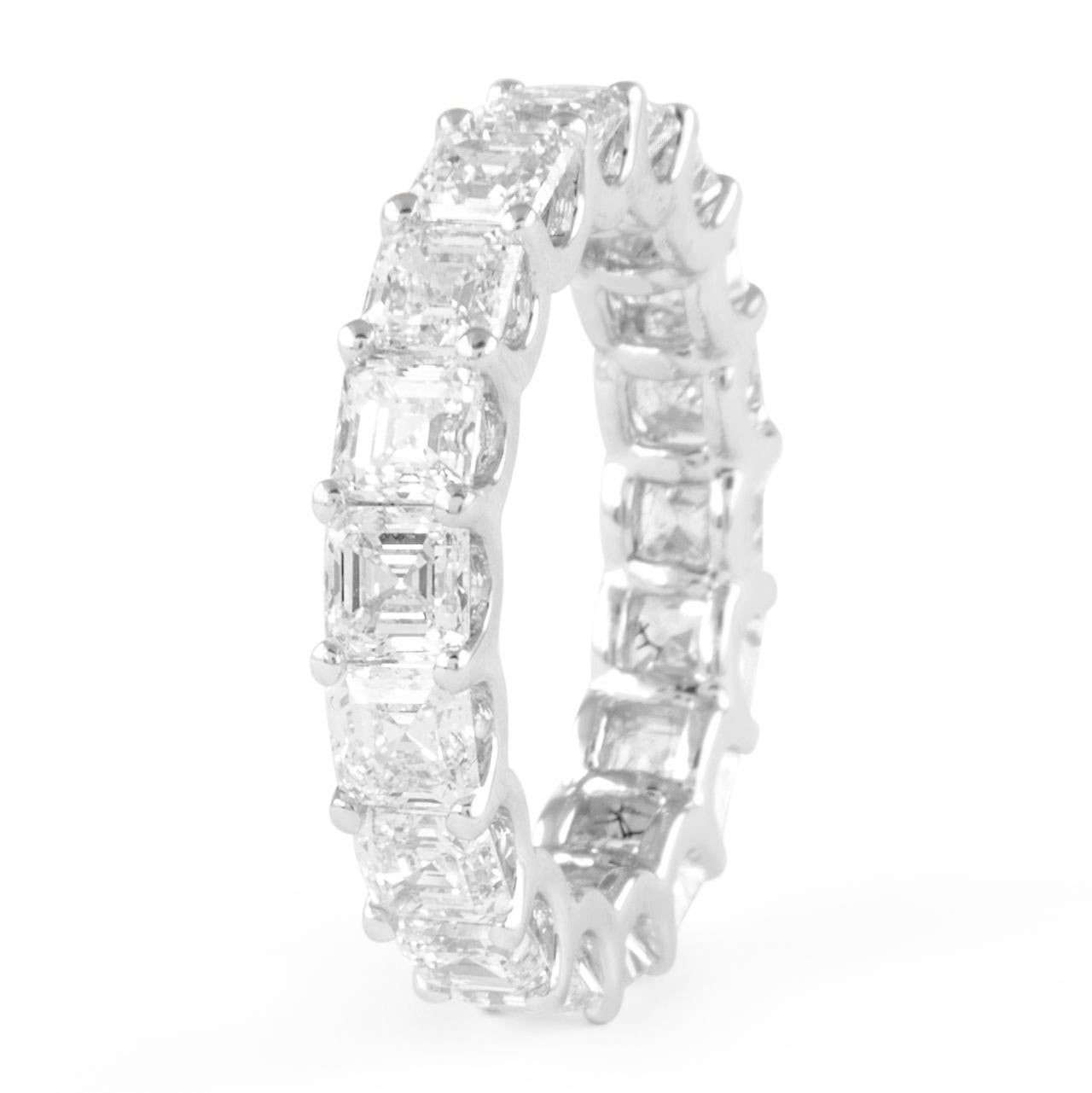 Modern Alexander Beverly Hills 5.49ct Asscher Cut Diamond D/E VVS Eternity Band S-5.75 For Sale
