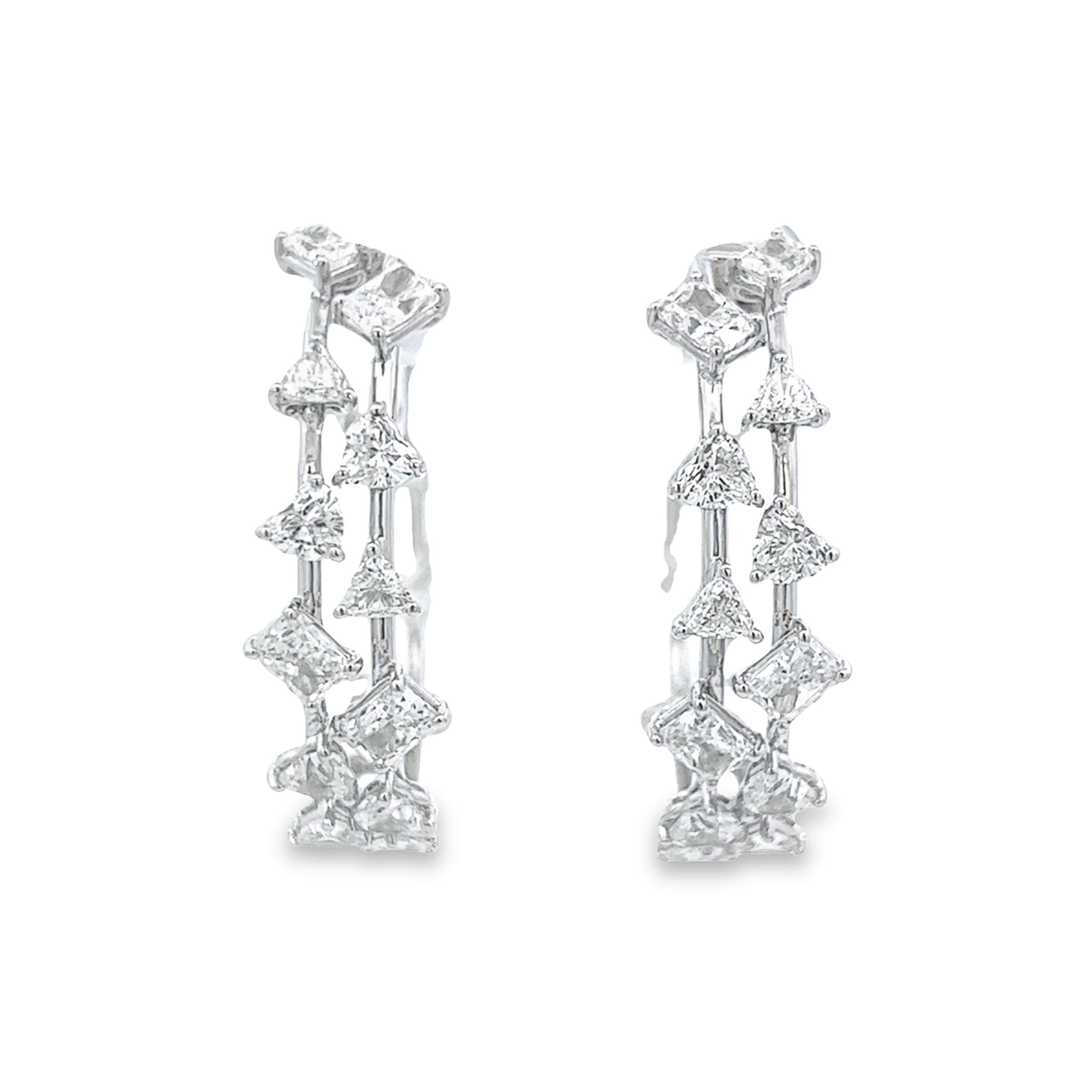 Contemporain Alexander Beverly Hills, boucles d'oreilles doubles en or blanc 18 carats avec diamants mixtes de 5,53 carats en vente