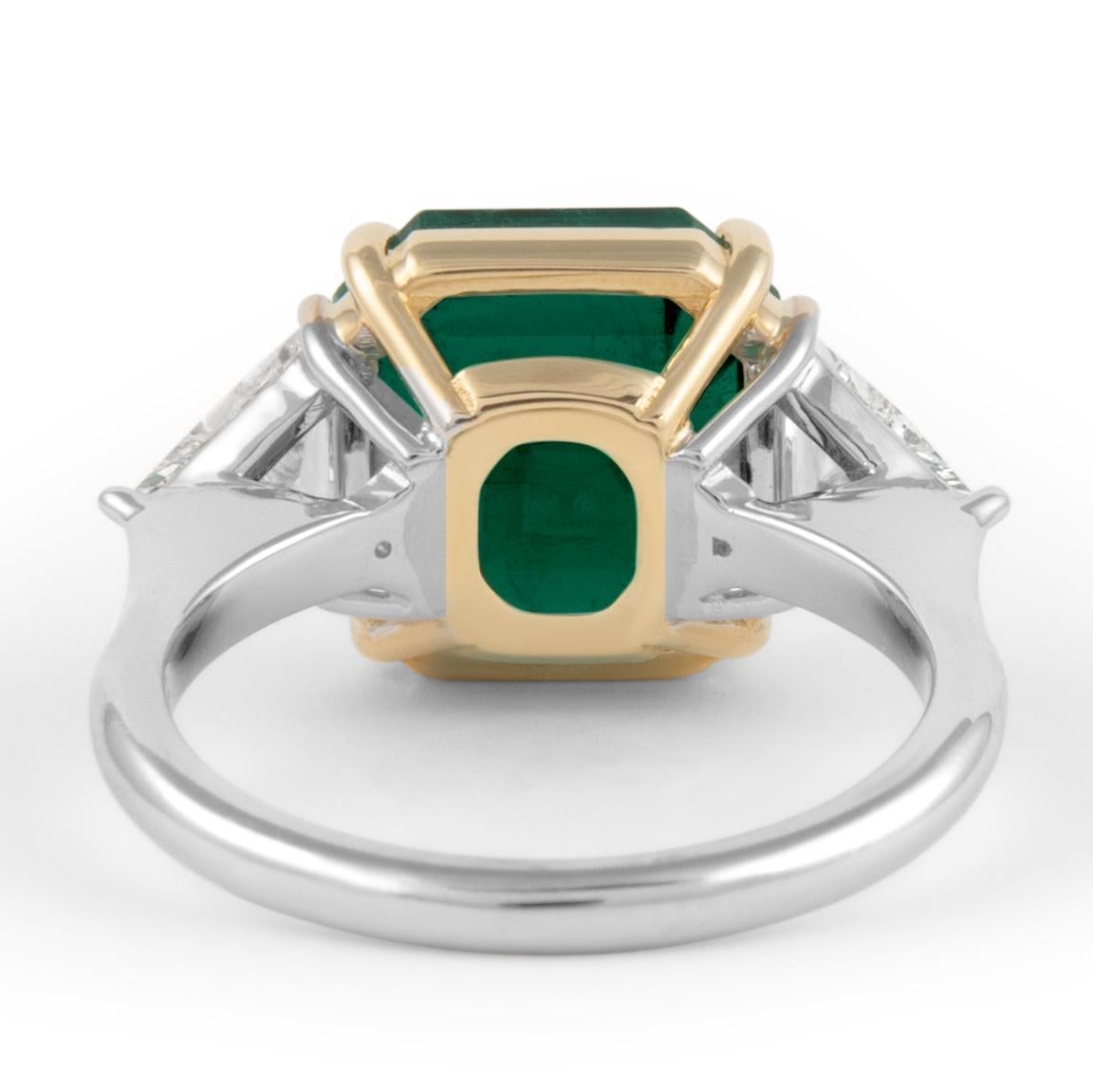 Women's Alexander Beverly Hills GIA 5.60ct Emerald & Diamond 3-Stone Ring 18k White Gold For Sale