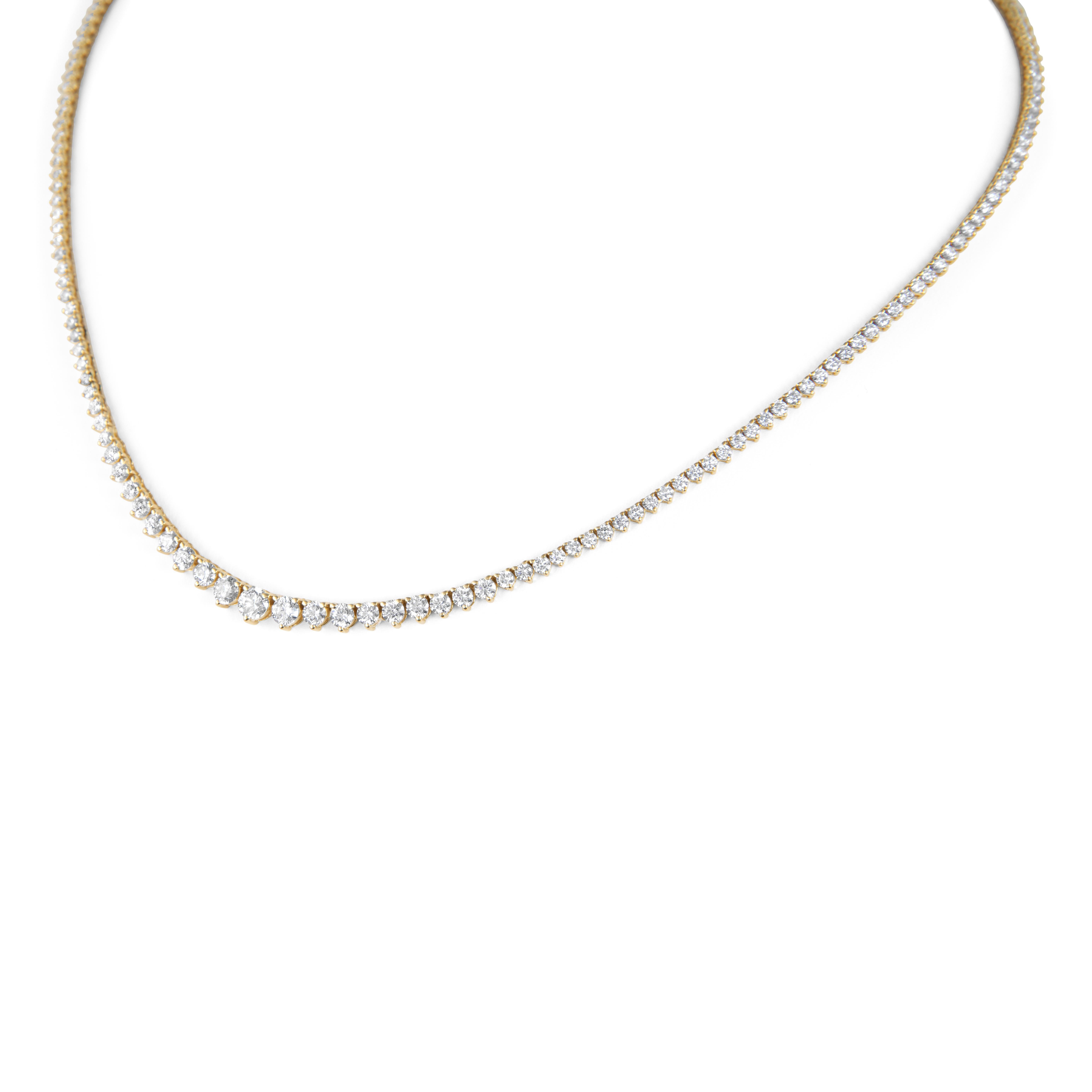 Taglio rotondo Alexander Beverly Hills - Collana Tennis Riviera con diamanti da 5,82 carati - Oro giallo in vendita