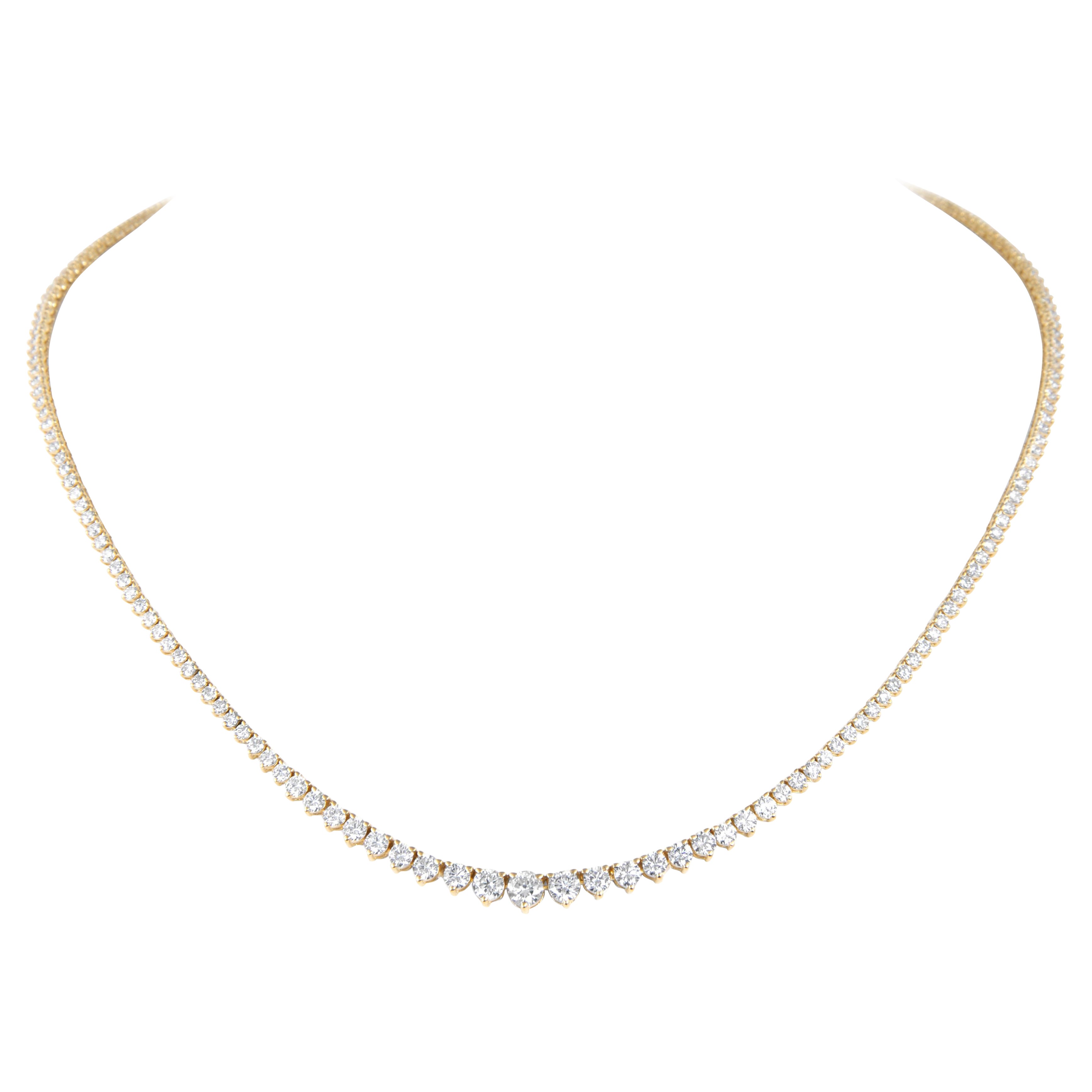 Alexander Beverly Hills Collier Riviera en or jaune avec tennis et diamants de 5,82 ct.