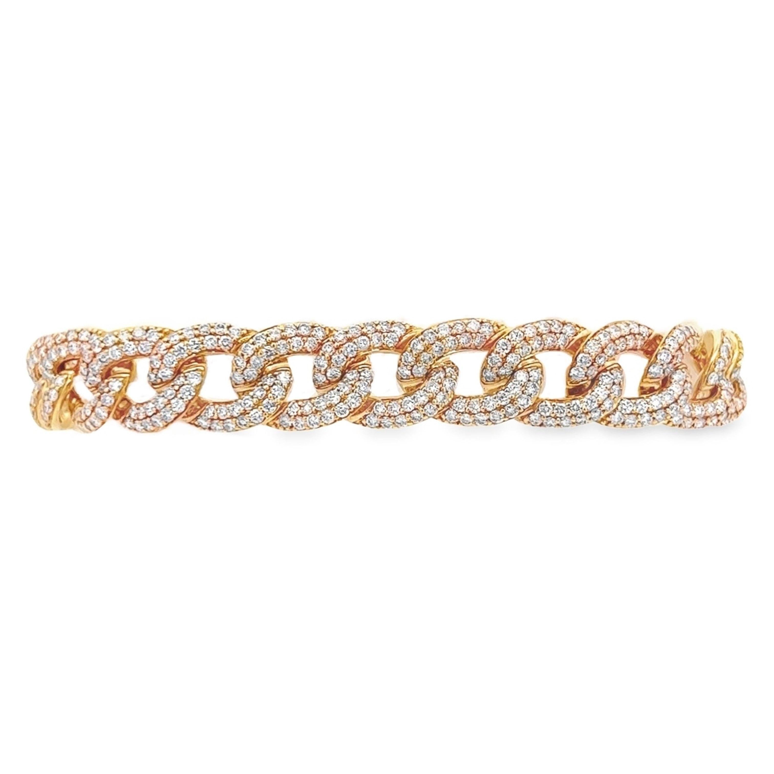 Contemporain Alexander Beverly Hills Bracelet à maillons cubains en or jaune 18 carats avec diamants de 5,85 carats en vente