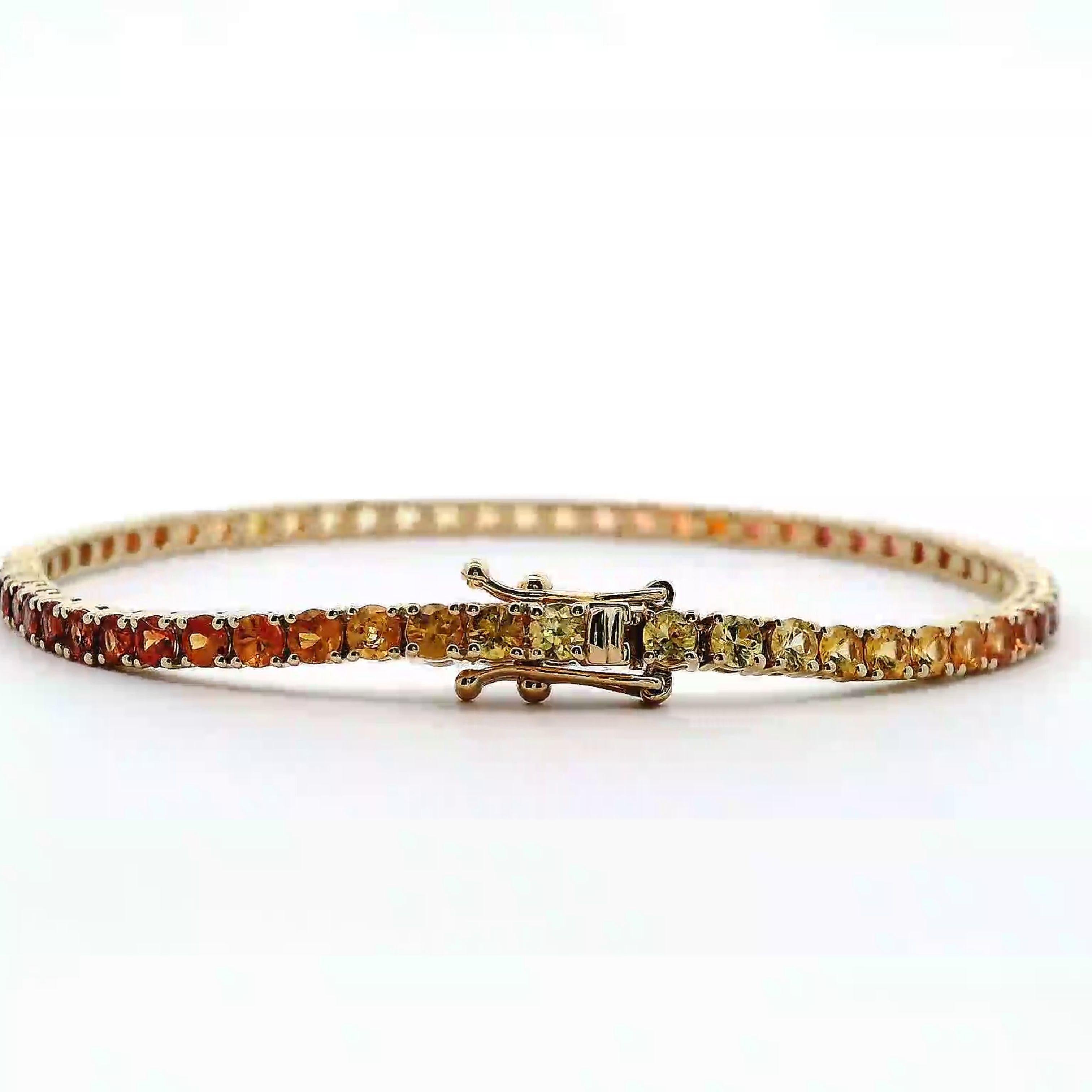 Alexander Beverly Hills Pulsera de zafiro amarillo-naranja de 6,04 ct Corte redondo en venta