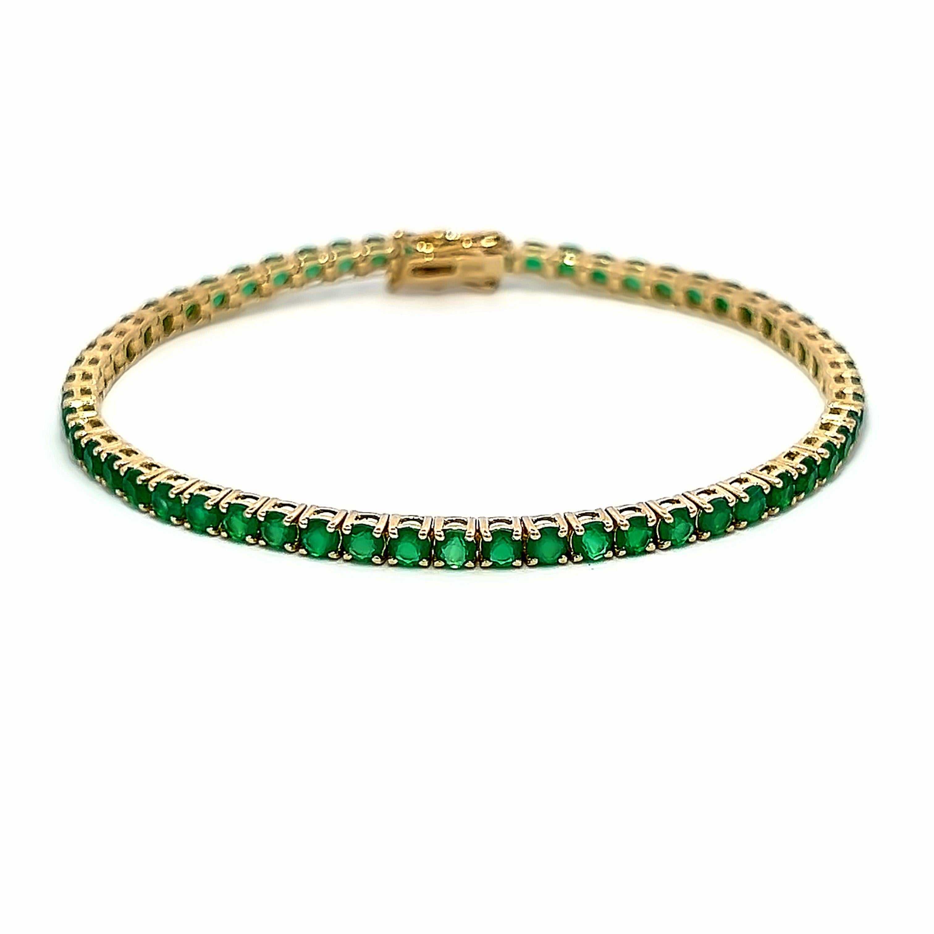 Alexander Beverly Hills Tennisarmband aus Gelbgold mit 6,05 Karat grünem Tsavorit (Zeitgenössisch) im Angebot