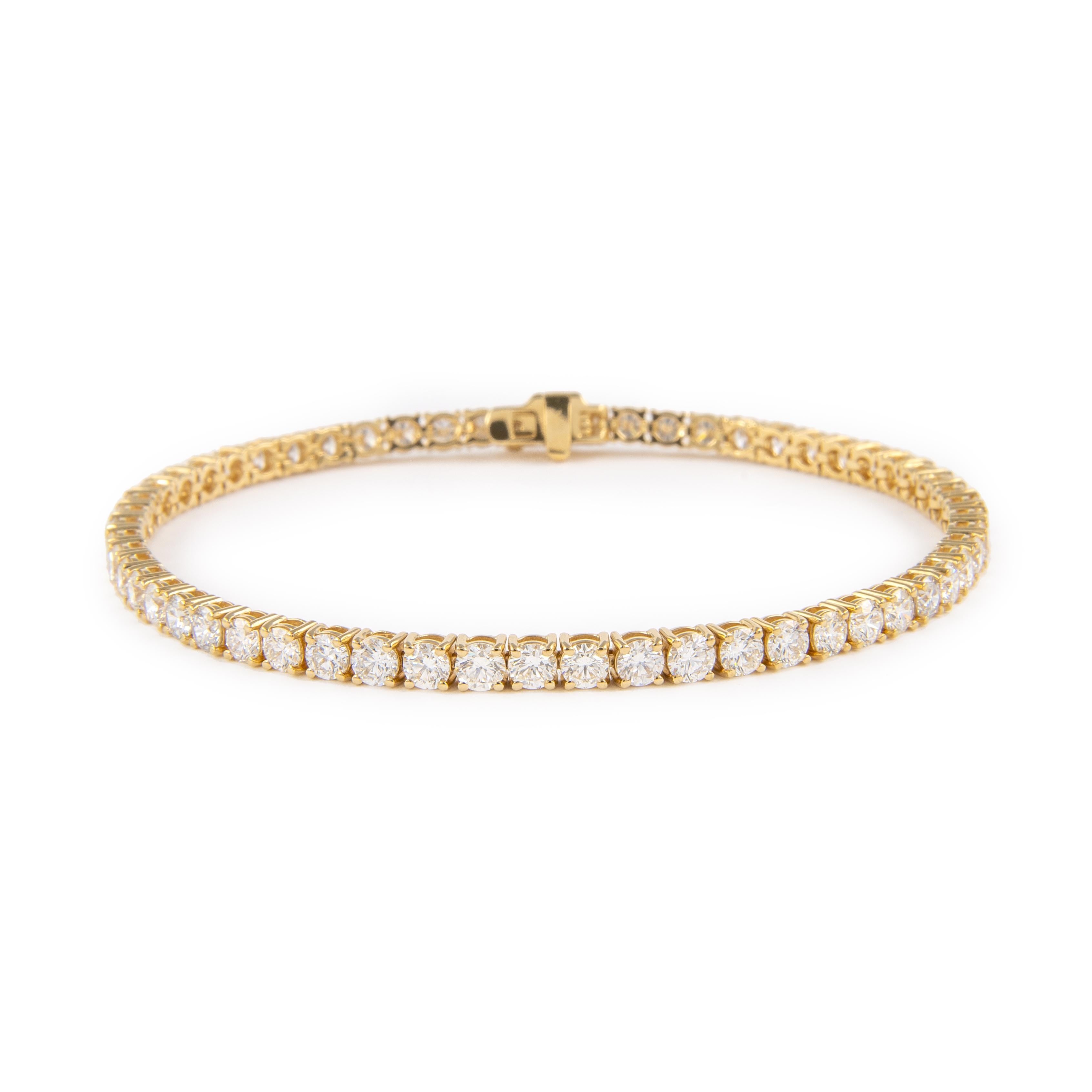 Contemporary Alexander Beverly Hills 6.07ct Diamond Tennis Bracelet 18k Yellow Gold For Sale