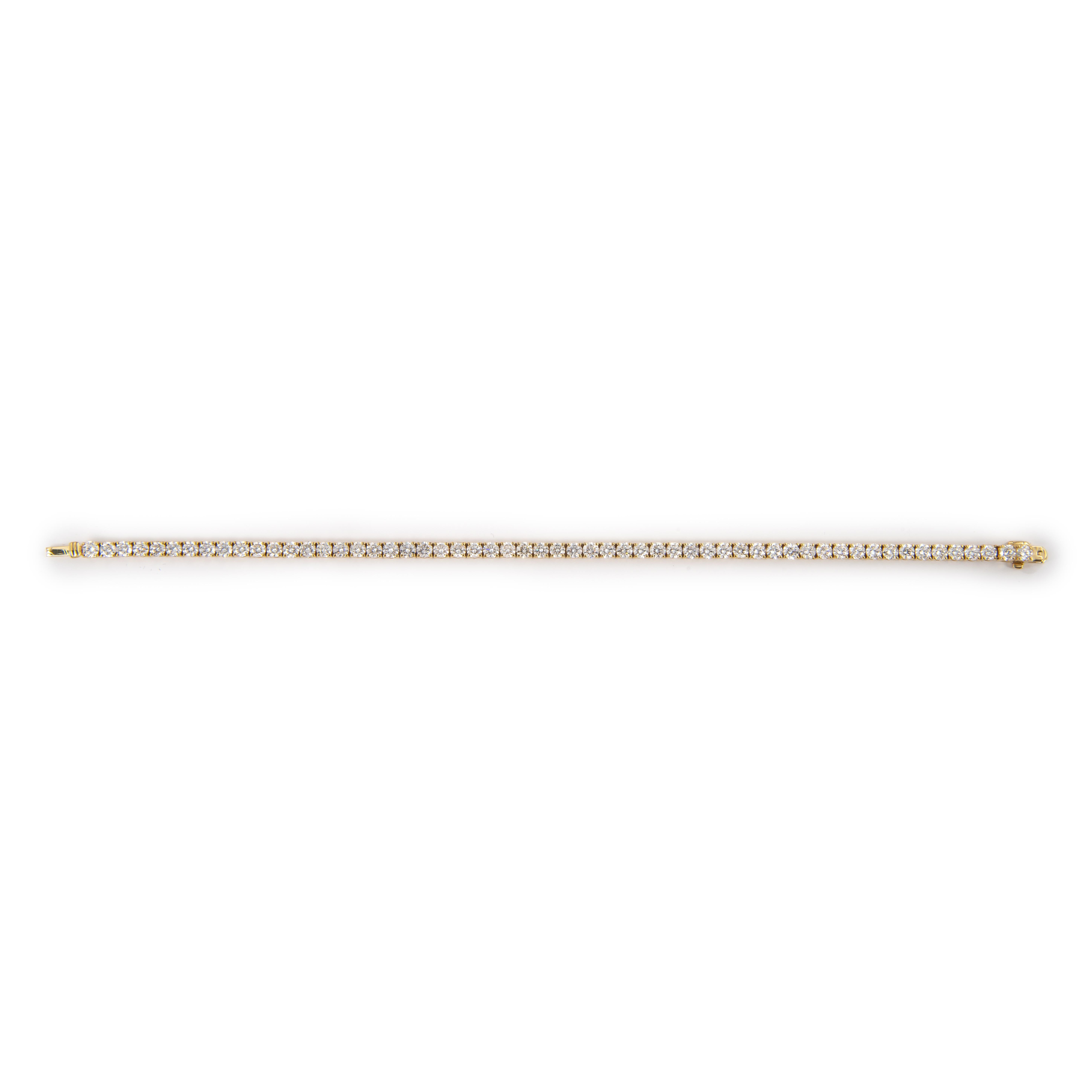 Round Cut Alexander Beverly Hills 6.14ct Diamond Tennis Bracelet Yellow Gold For Sale