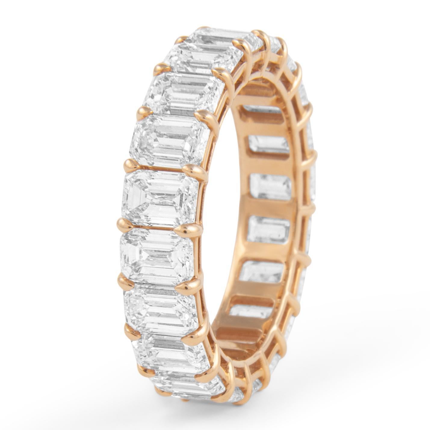 Contemporary Alexander Beverly Hills 6.23ct Emerald Cut Diamond Eternity Band 18k Rose Gold