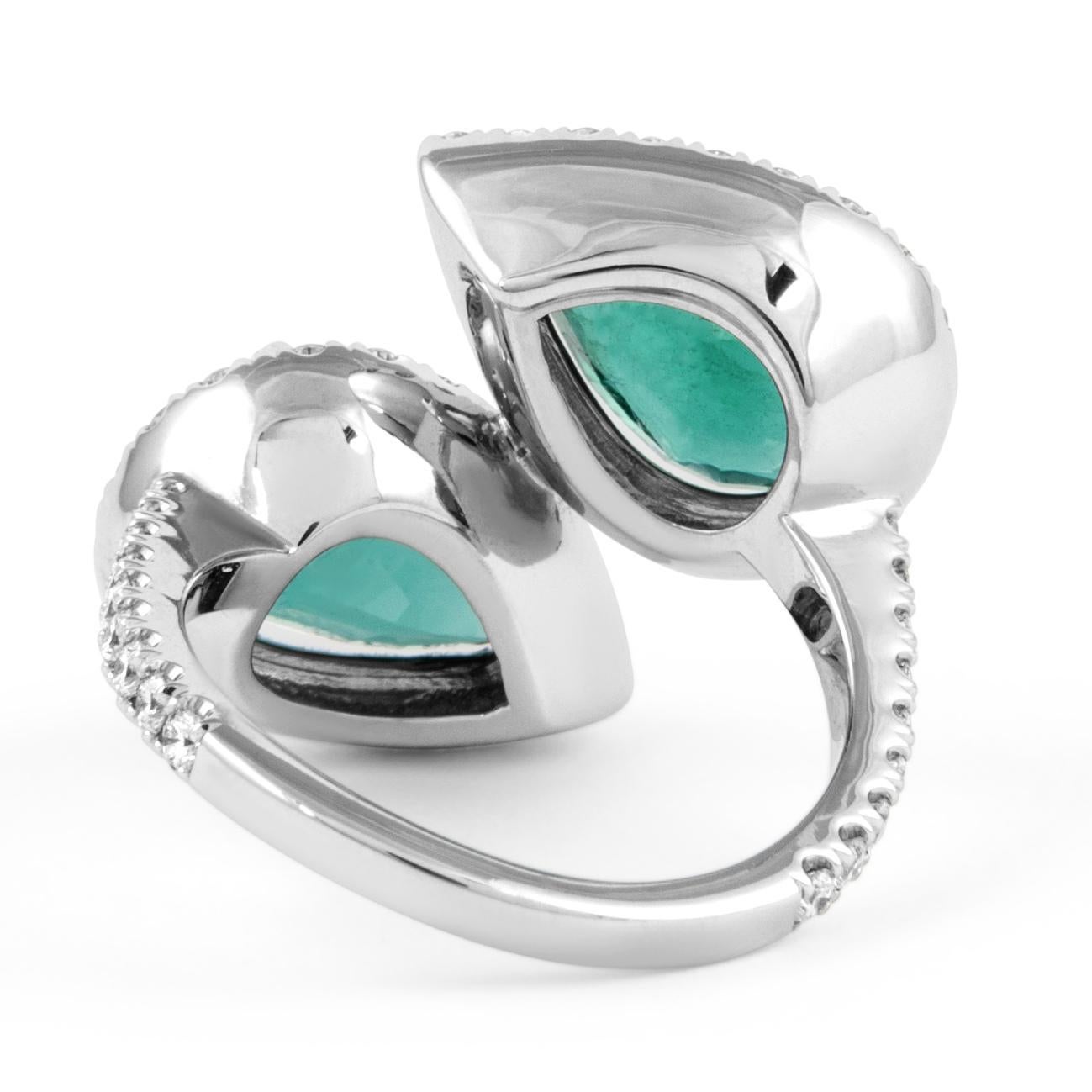 Alexander Beverly Hills Bypass-Ring 18k, GIA 6,33 Karat Smaragd Minor & Diamant Damen im Angebot