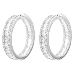 Alexander Beverly Hills 6.33ct Round & Baguette Diamond Hoop Earrings 18k Gold