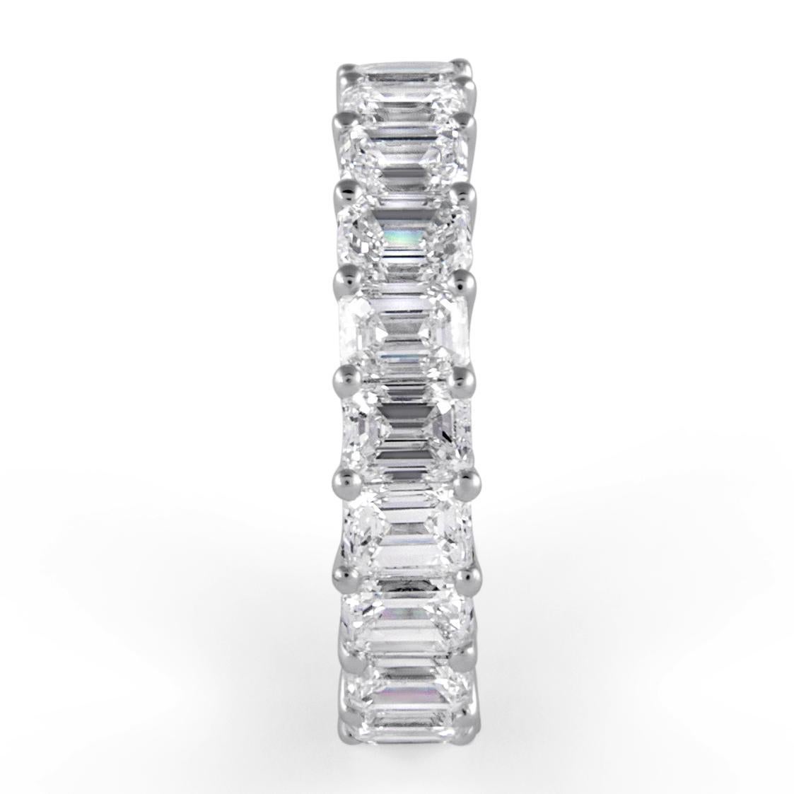 Women's Alexander Beverly Hills 6.43ct Emerald Cut Diamond Eternity Band 18k s.5.75 For Sale