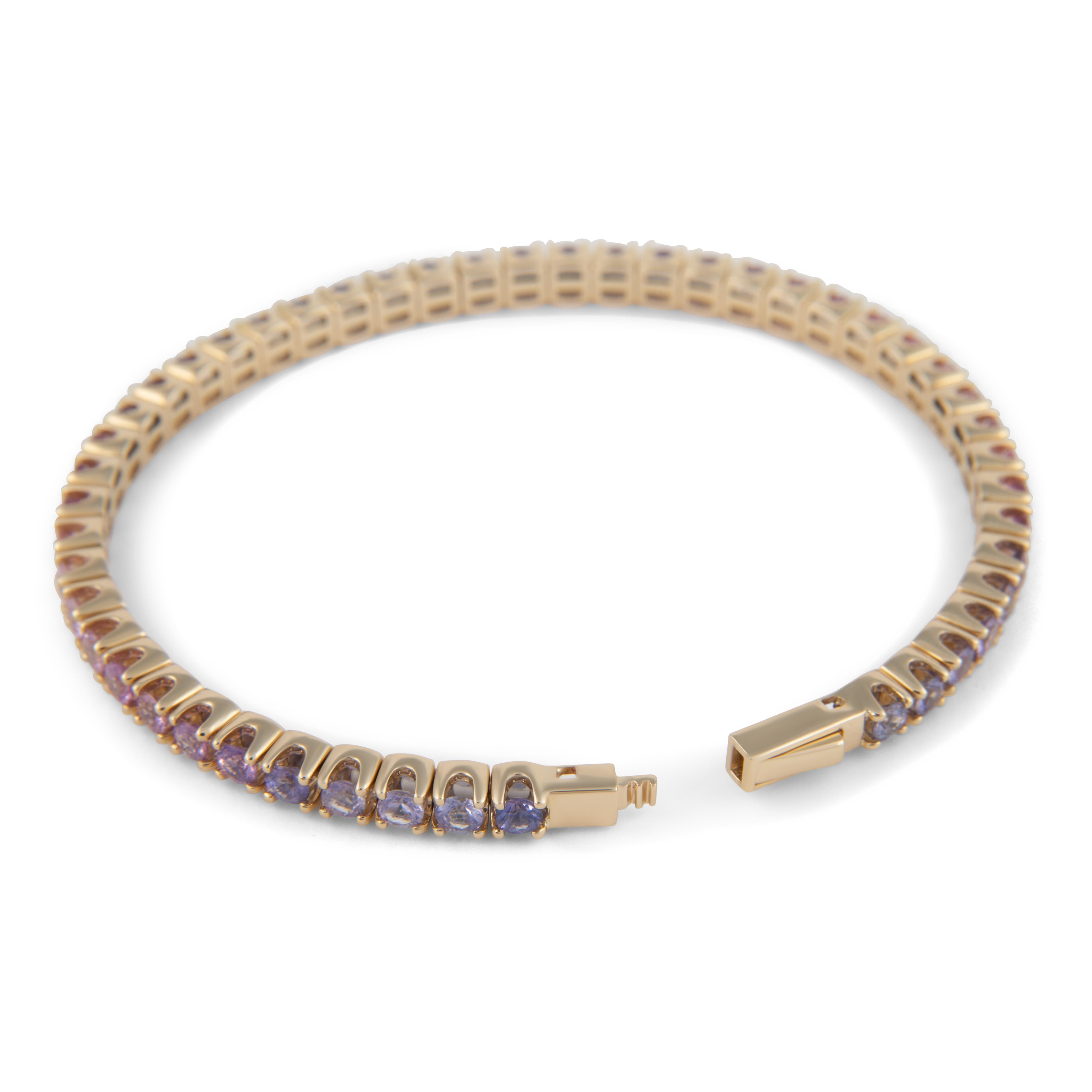 Flex-Armband aus Gelbgold von Alexander Beverly Hills mit 6,43 Karat rosa Saphir und Tennis (Zeitgenössisch) im Angebot