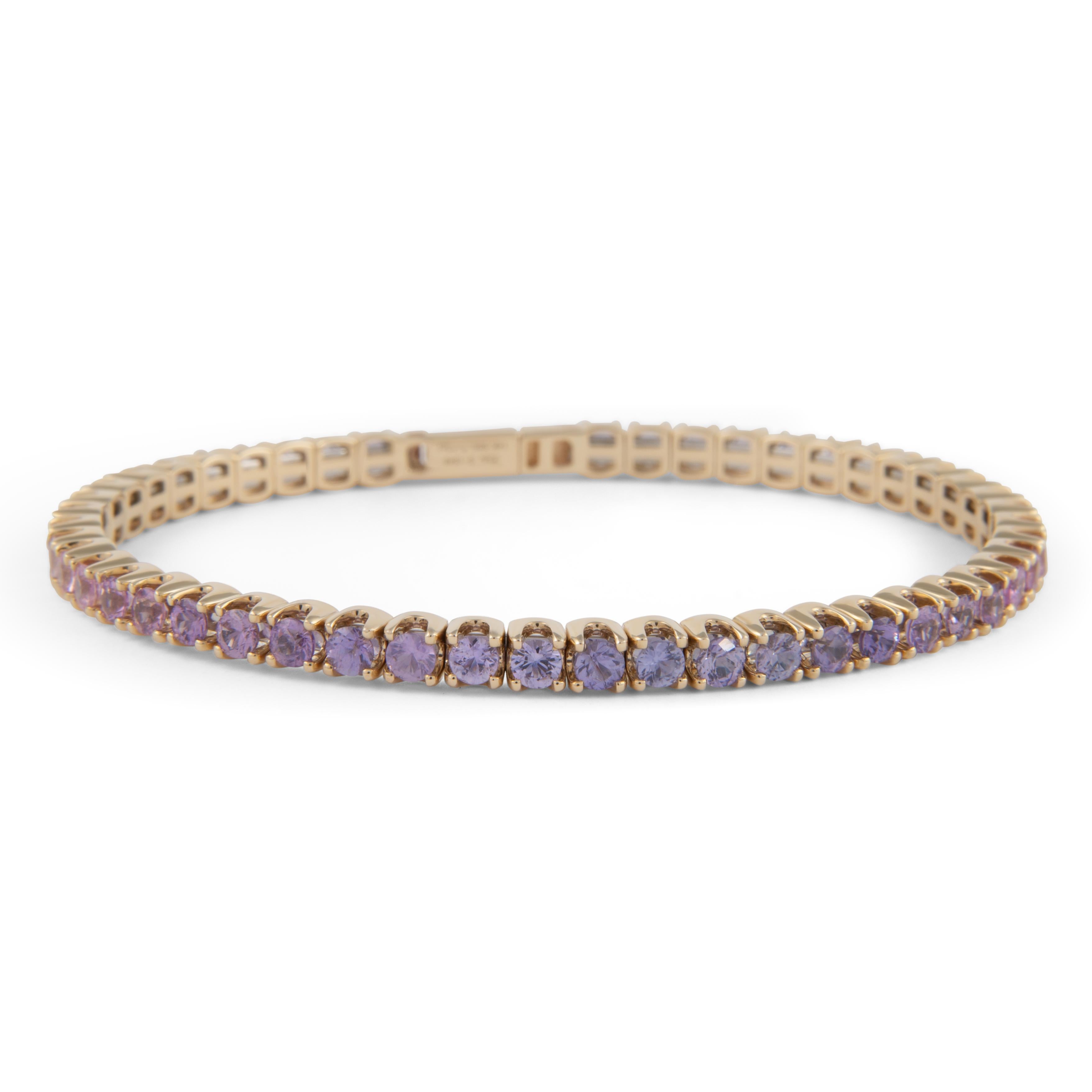 Flex-Armband aus Gelbgold von Alexander Beverly Hills mit 6,43 Karat rosa Saphir und Tennis (Rundschliff) im Angebot
