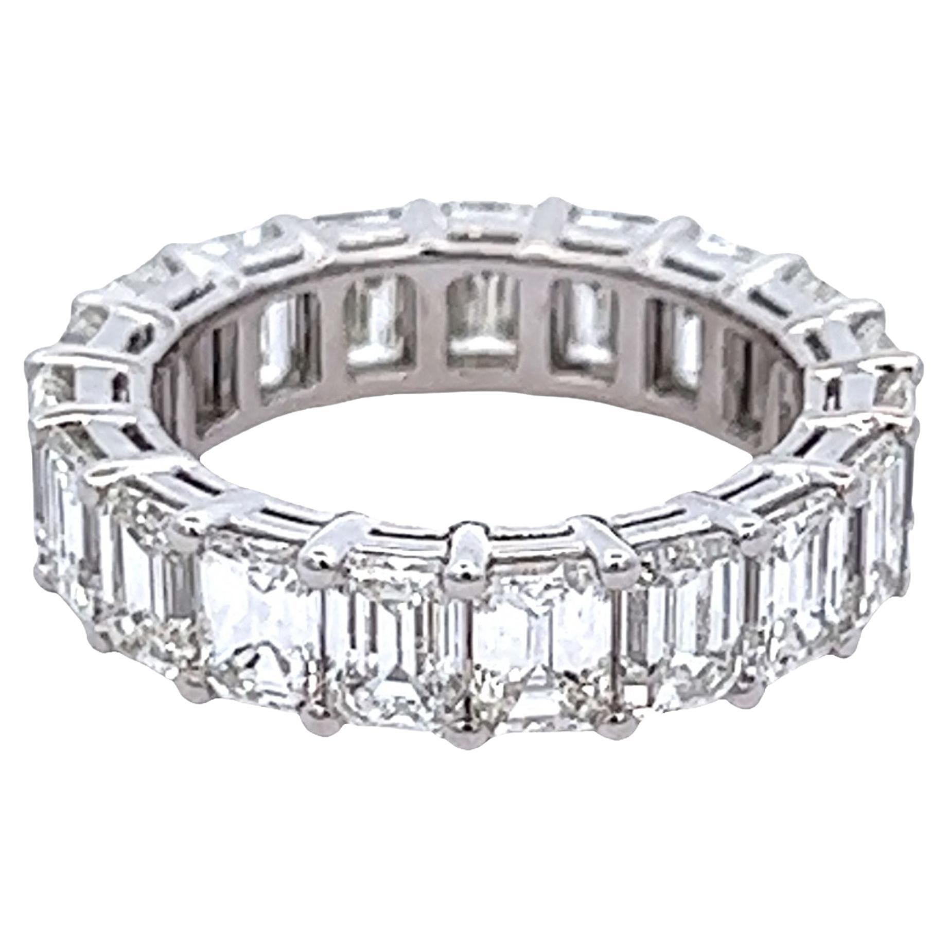 Alexander Beverly Hills 6.47ct Emerald Cut Diamond Eternity Band 18k S.5.5