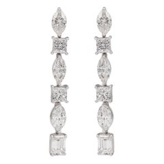 Alexander Beverly Hills 6.52ctt Multi Diamond Drop Earrings 18k White Gold