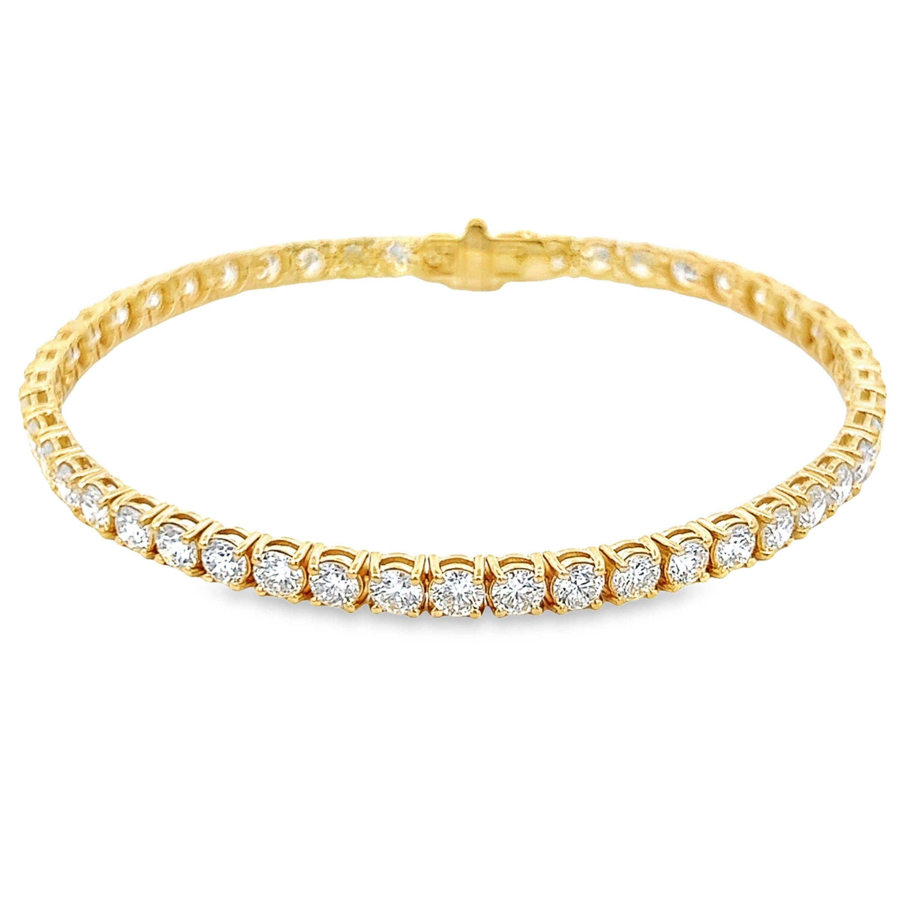 Contemporary Alexander Beverly Hills 6.65ct Diamond Tennis Bracelet 18k Yellow Gold For Sale