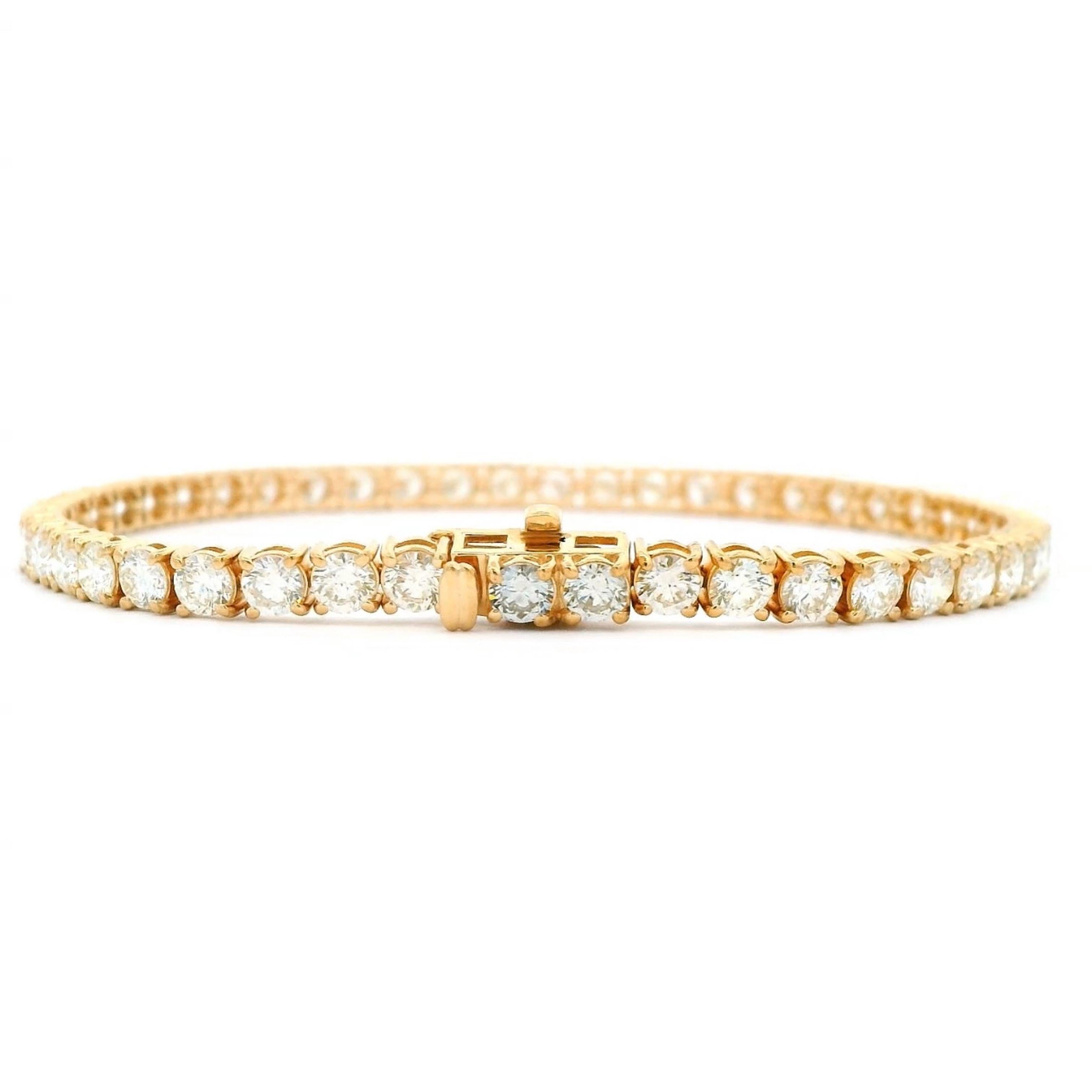 Contemporary Alexander Beverly Hills 6.72ct Diamond Tennis Bracelet 18k Yellow Gold For Sale