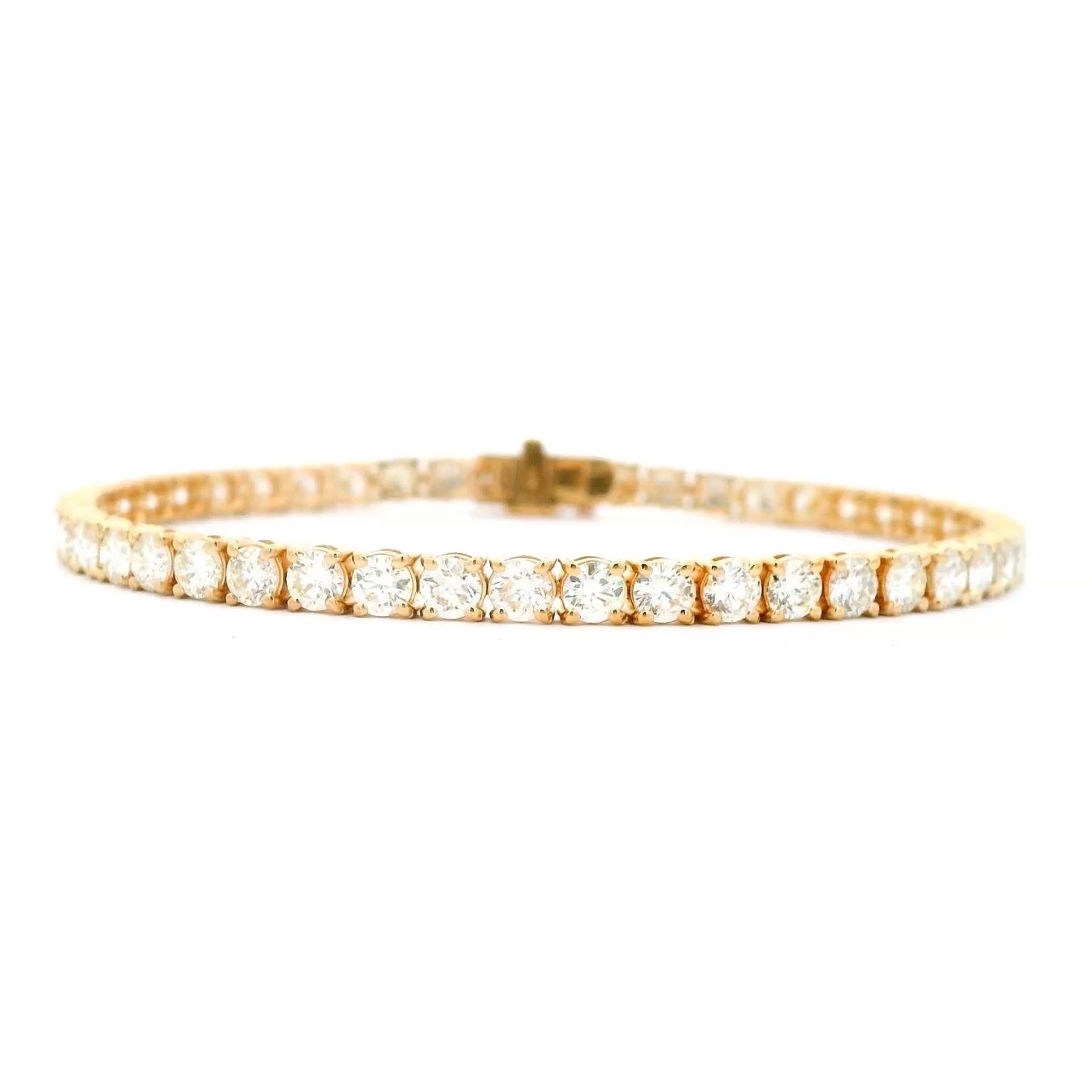 Round Cut Alexander Beverly Hills 6.72ct Diamond Tennis Bracelet 18k Yellow Gold For Sale