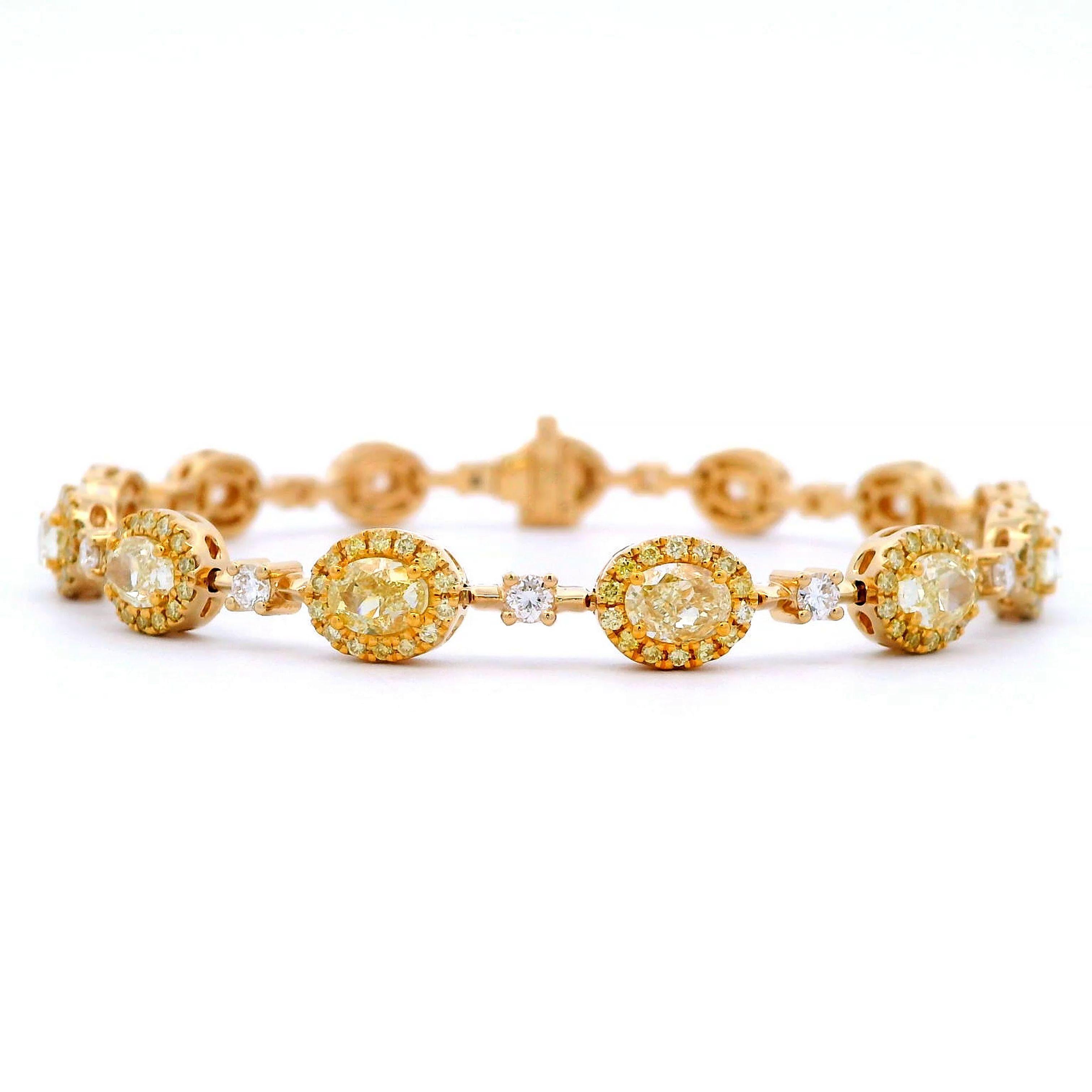Contemporary Alexander Beverly Hills 6.82ct Oval Yellow Diamond Bracelet 18k Yellow Gold For Sale