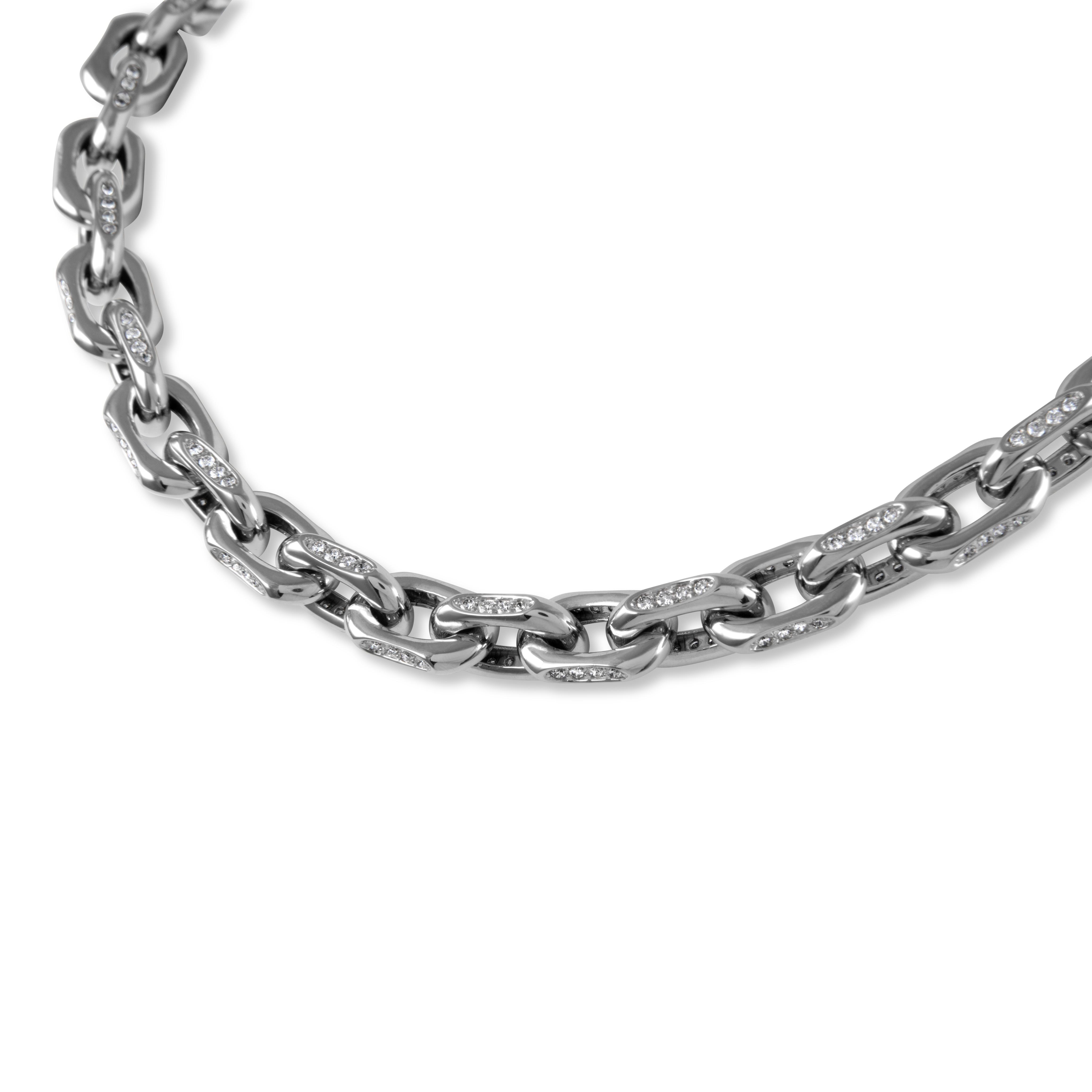 Contemporaneo Alexander Beverly Hills 7,02ct Diamond Link Collana in oro bianco 18k in vendita