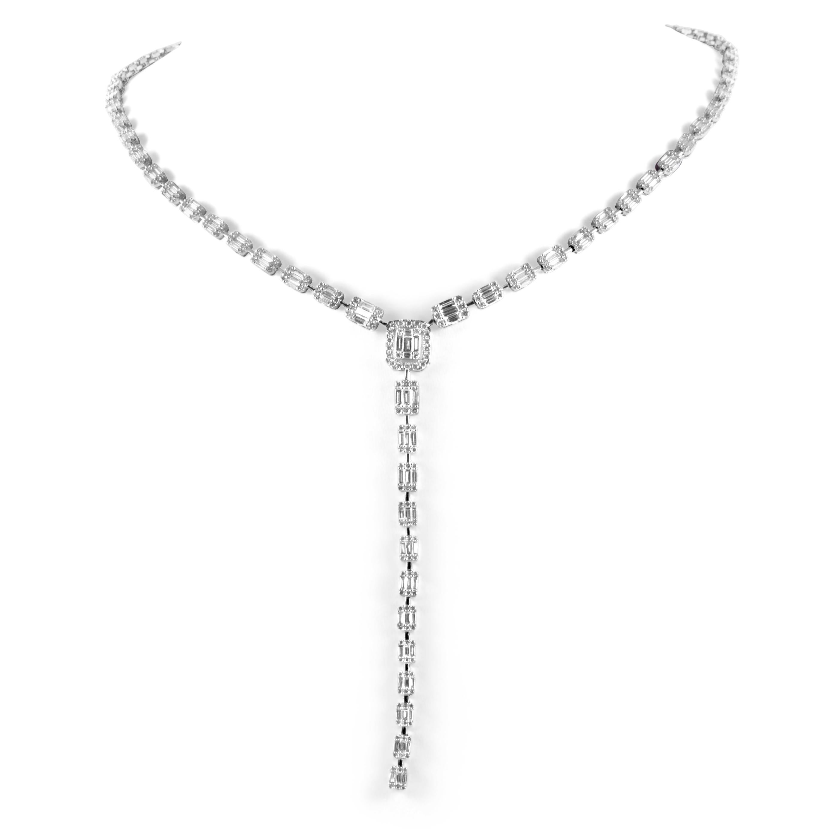 Alexander Beverly Hills Collar con gota de diamantes de 7,12 ct Oro blanco de 18 k 16 pulg. Corte redondo en venta