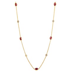 Alexander Beverly Hills 7.15 Carat Diamonds and Ruby by the Yard 18k Yellow Gold
