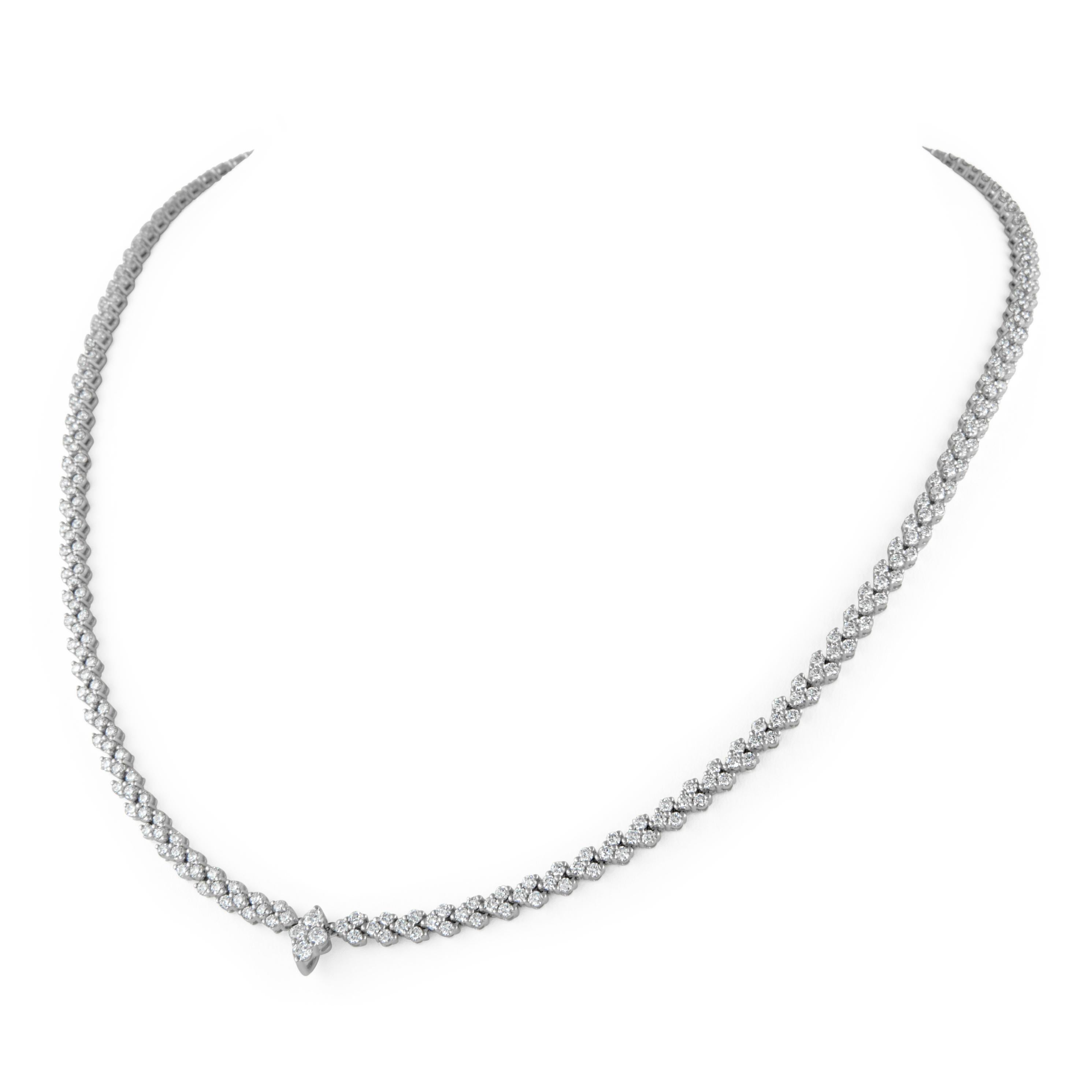 Contemporary Alexander Beverly Hills 7.19ct Diamond Necklace Pendant Latch 18k White Gold For Sale
