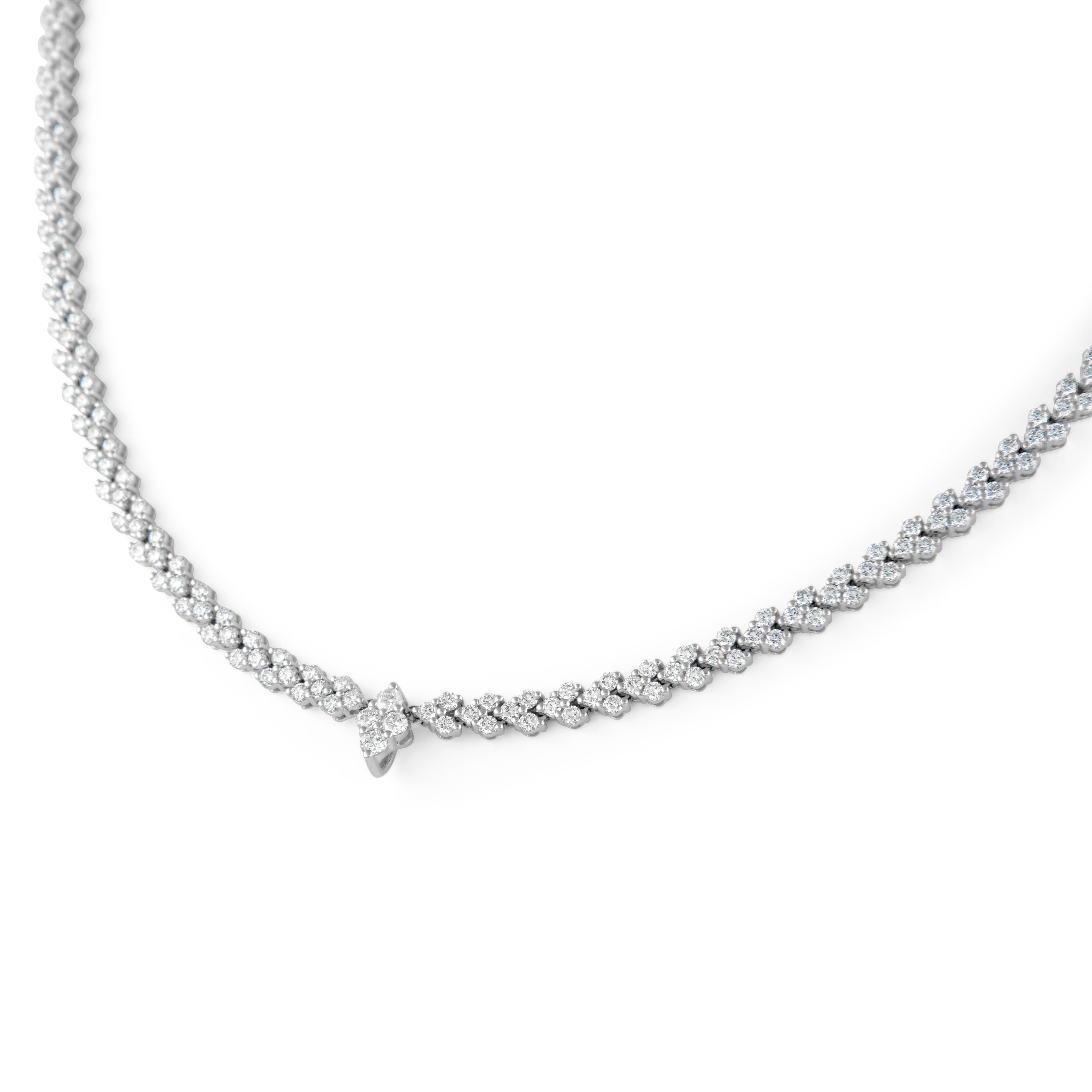 Round Cut Alexander Beverly Hills 7.19ct Diamond Necklace Pendant Latch 18k White Gold For Sale