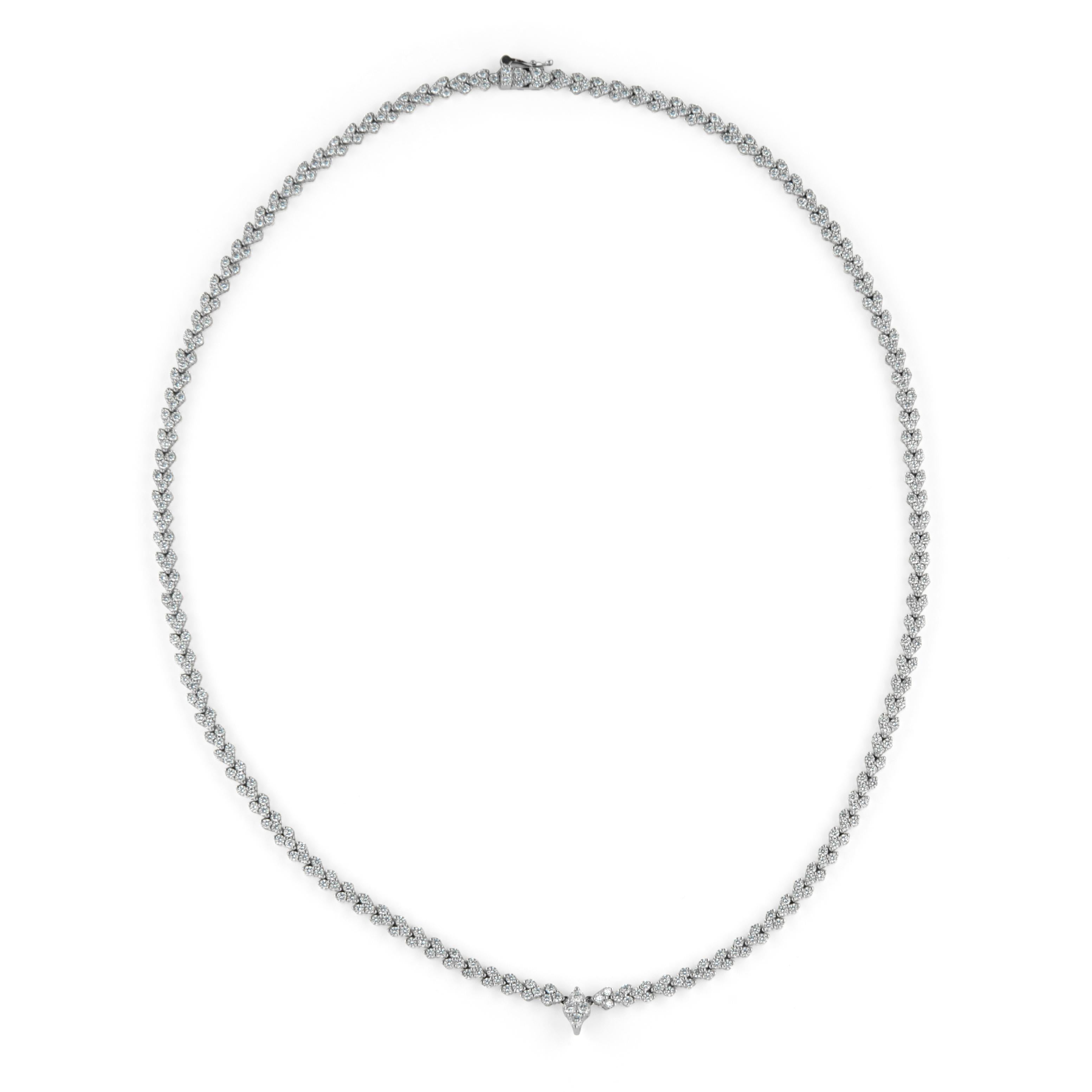 Alexander Beverly Hills 7.19ct Diamond Necklace Pendant Latch 18k White Gold In New Condition For Sale In BEVERLY HILLS, CA