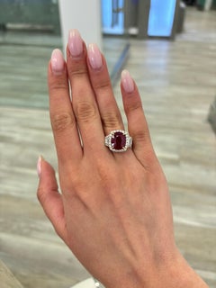 Alexander Beverly Hills GIA Anillo Halo de 3 Piedras de Rubí y Diamante de 7,19 ct 18k