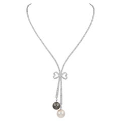 Alexander Beverly Hills 7.29ct Diamond & Pearl Drop Necklace 18k White Gold