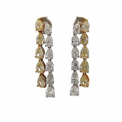 Alexander Beverly Hills Orecchini a goccia con diamanti bianchi e gialli da 7,34 carati 18k