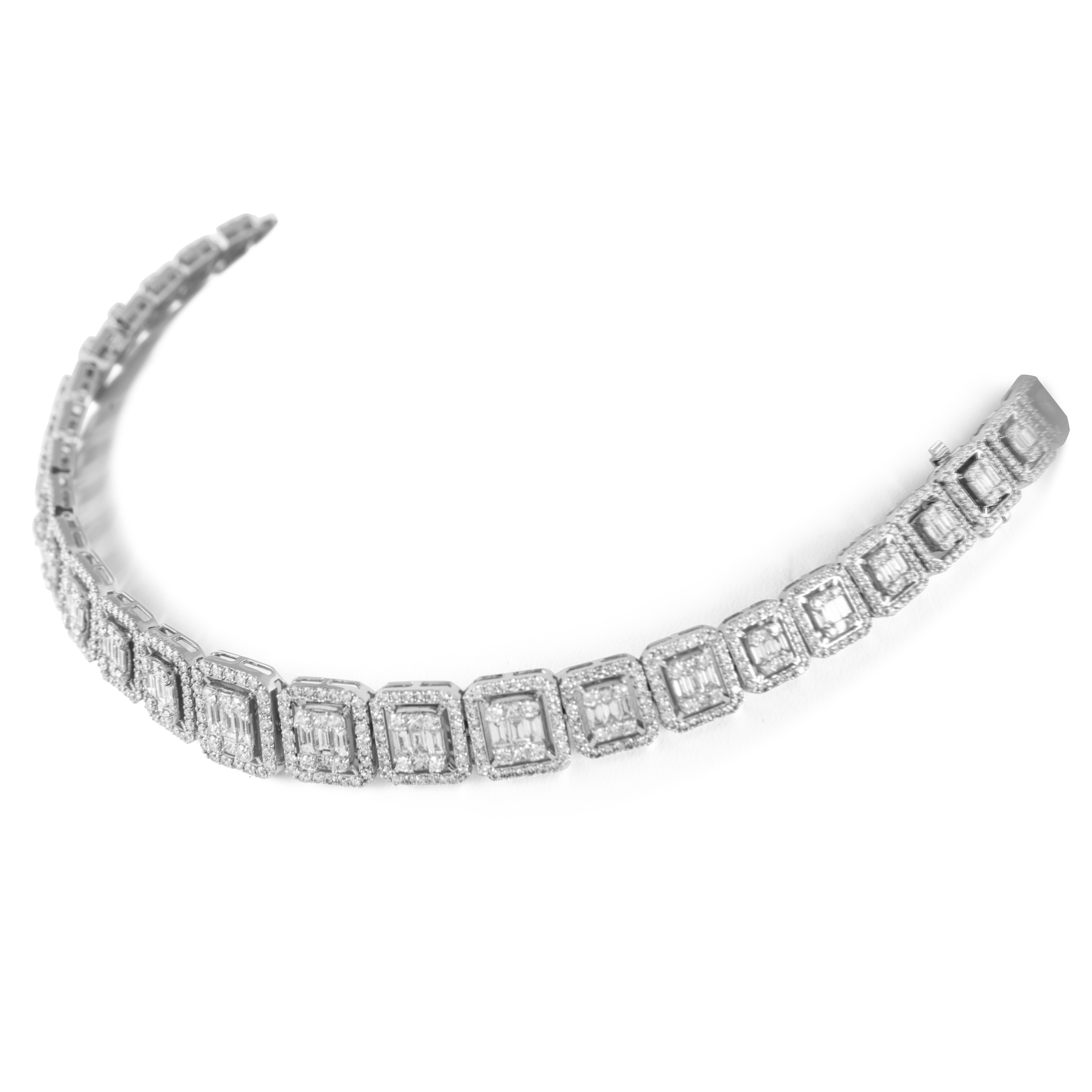 Contemporary Alexander Beverly Hills 7.42ct Diamond Illusion Set Necklace/Bracelet 18k For Sale