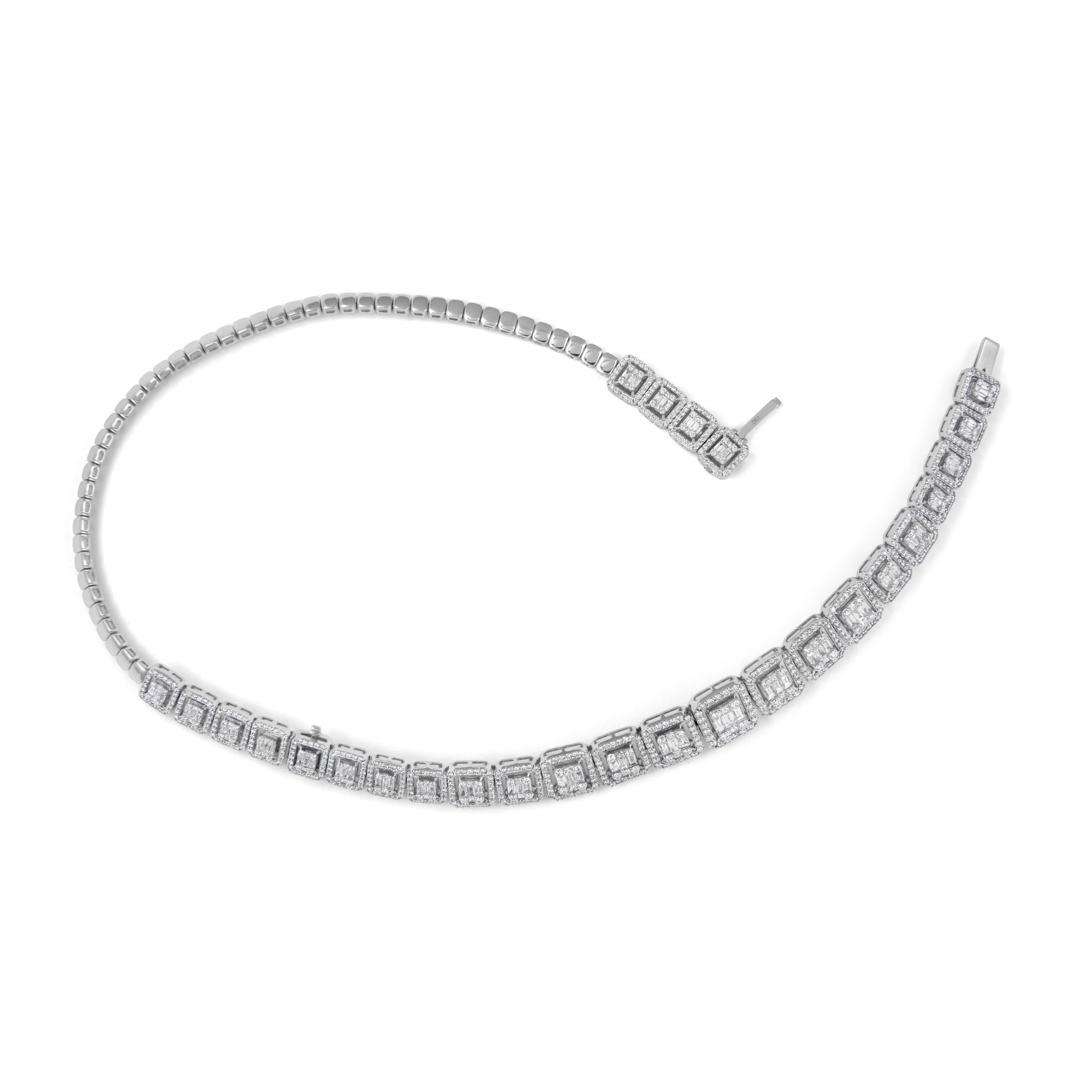 Round Cut Alexander Beverly Hills 7.42ct Diamond Illusion Set Necklace/Bracelet 18k For Sale