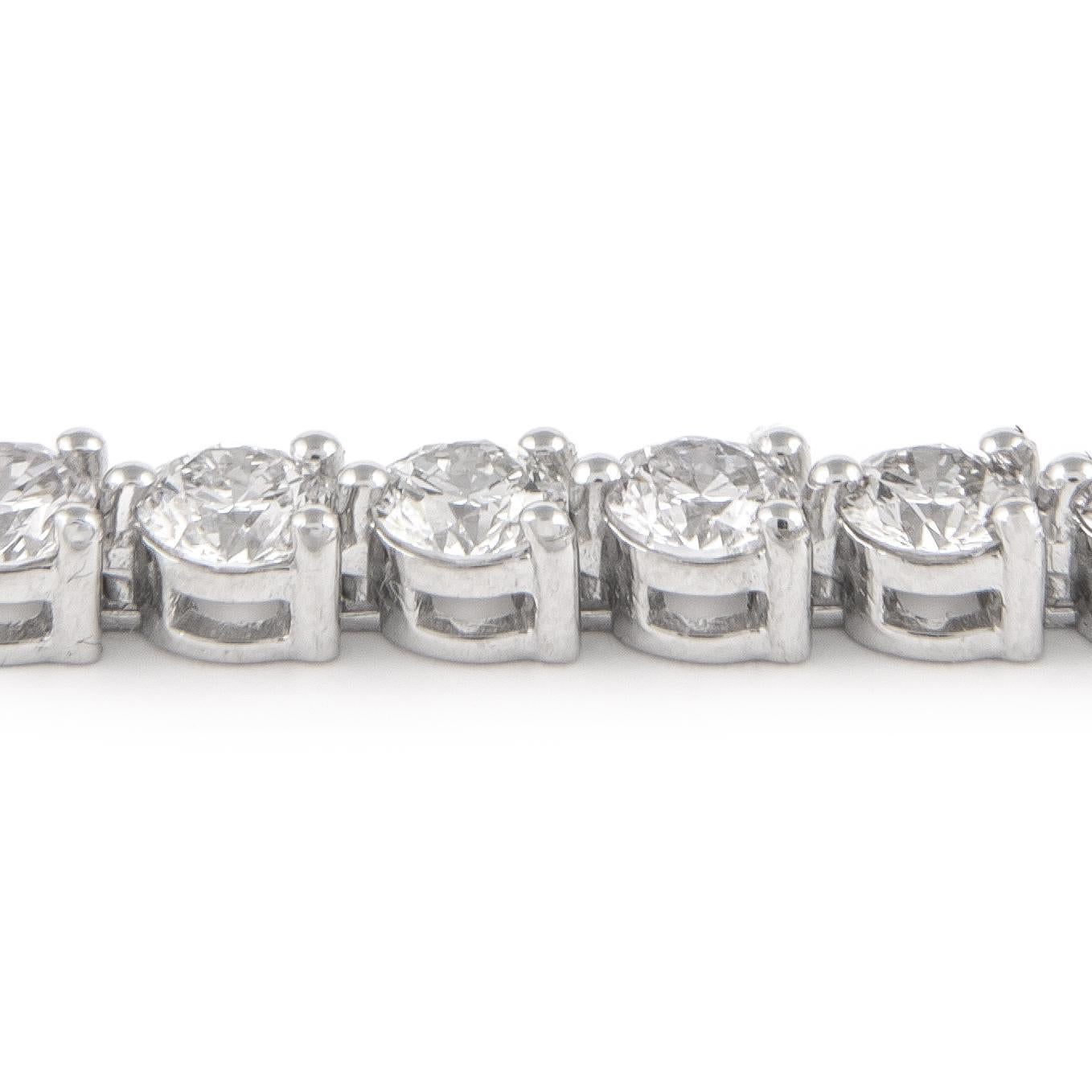 Round Cut Alexander Beverly Hills 7.50ct Diamond 3-Prong Tennis Bracelet 18k White Gold For Sale