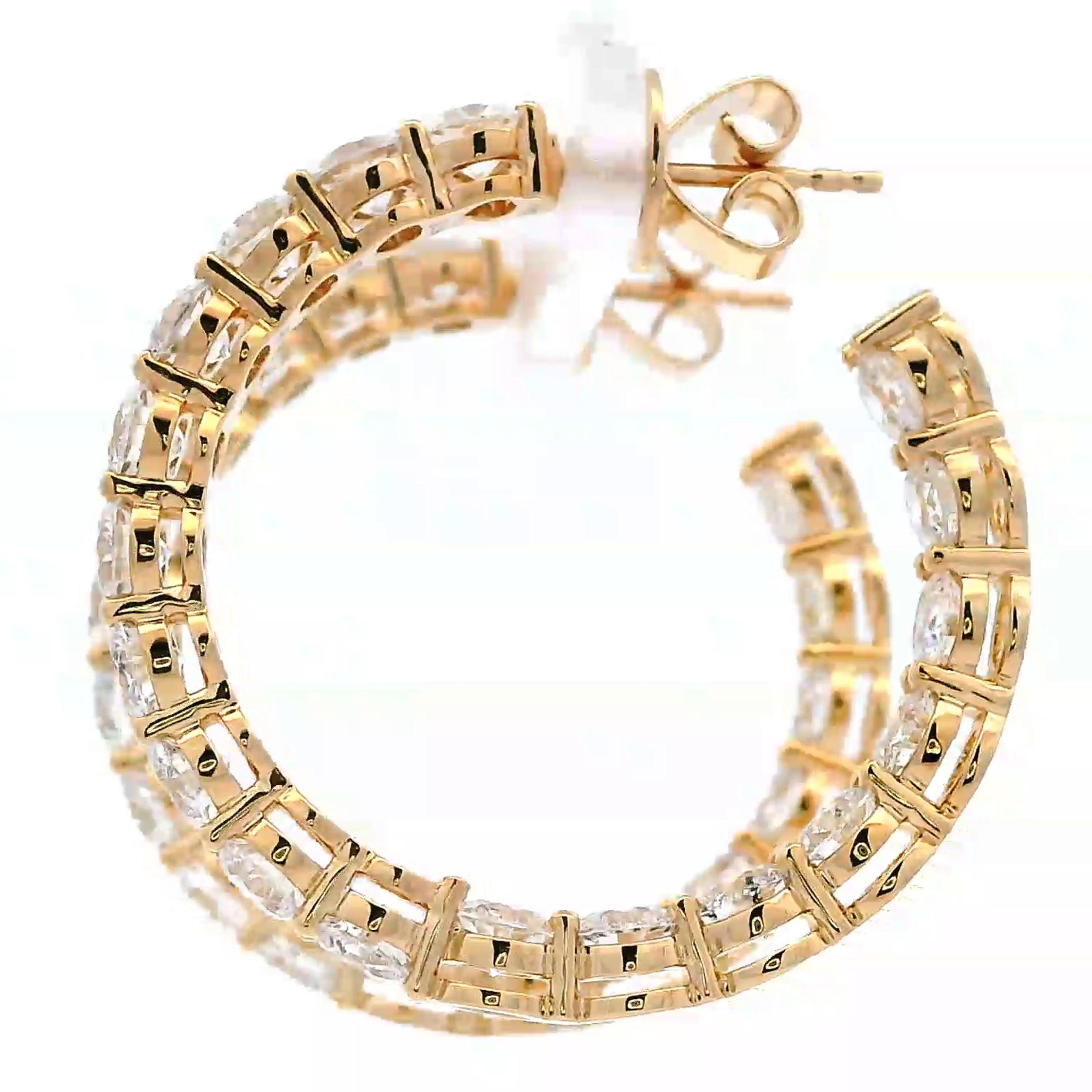Contemporain Alexander Beverly Hills, créoles en or jaune 18 carats avec diamants ronds de 7,56 carats en vente