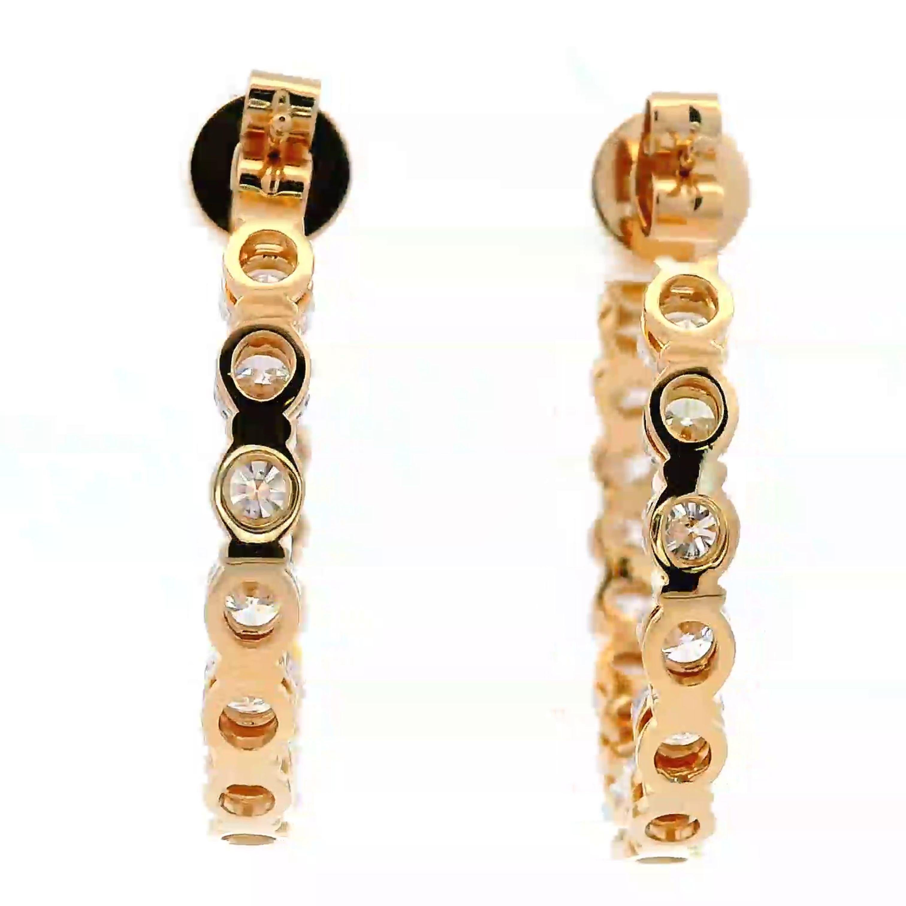 Taille ronde Alexander Beverly Hills, créoles en or jaune 18 carats avec diamants ronds de 7,56 carats en vente