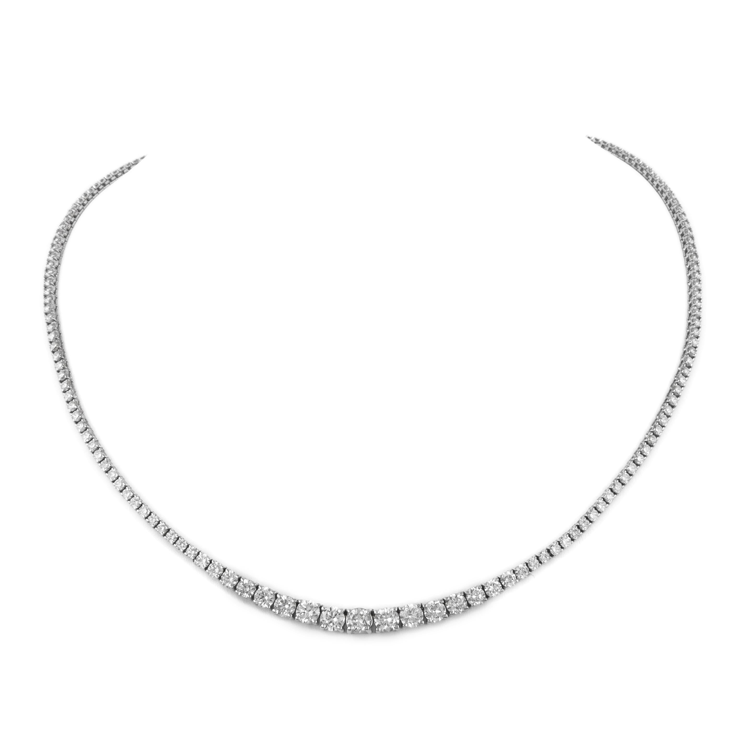 Alexander Beverly Hills 7,65 Karat Diamant Tennis Riviera-Halskette 18k (Rundschliff) im Angebot