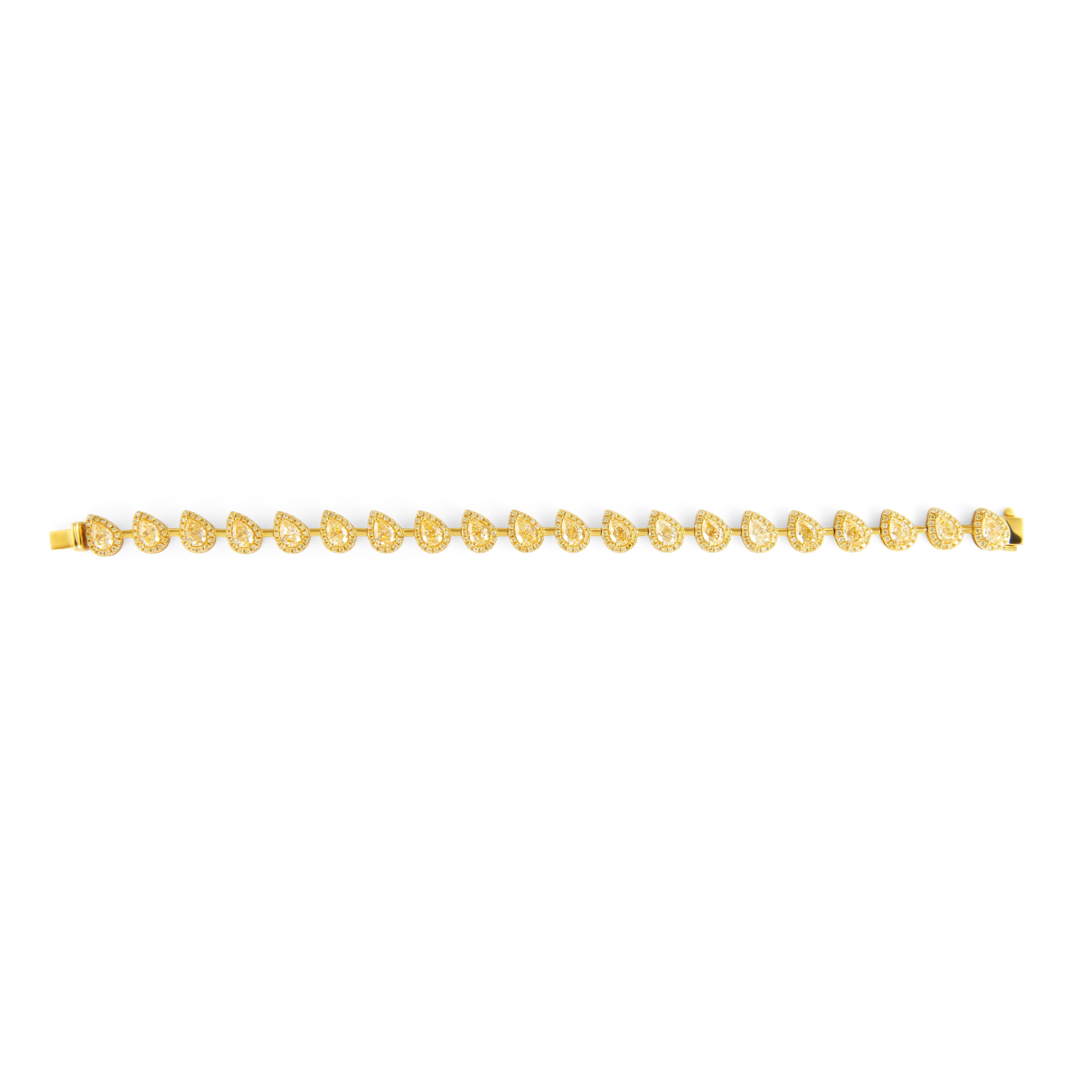 Alexander Beverly Hills Pulsera de diamantes amarillos pera de 7,67 ct Oro amarillo de 18k Contemporáneo en venta